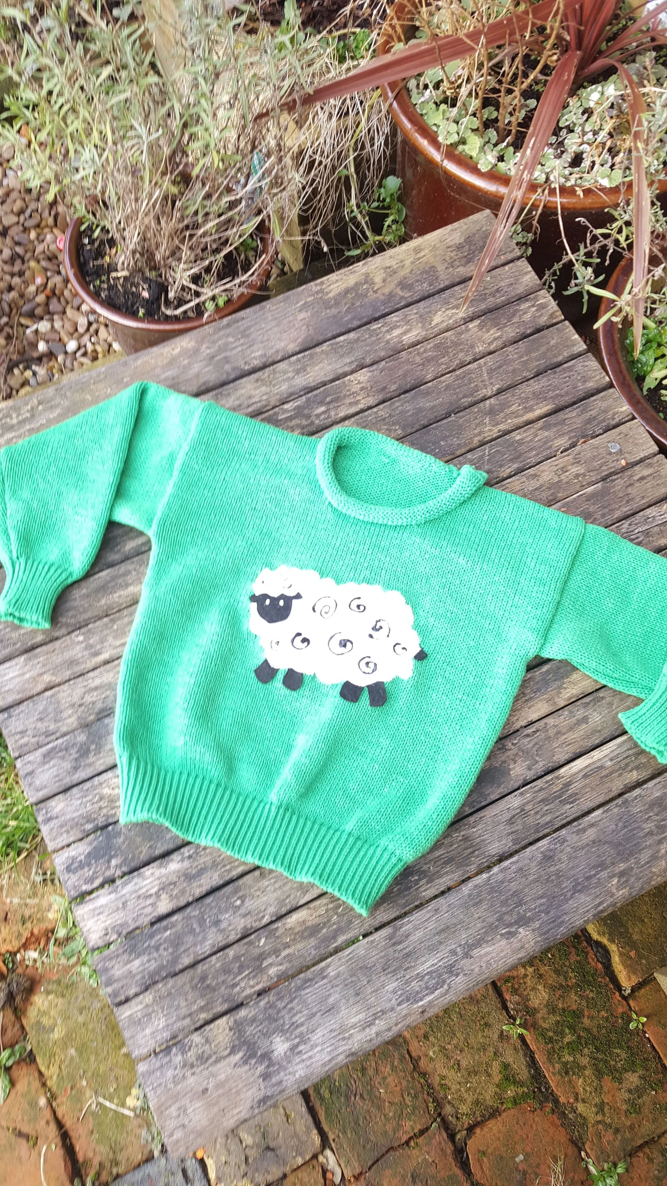 "Baa" MADE TO ORDER, childs sheep jumper, any size. up to teens