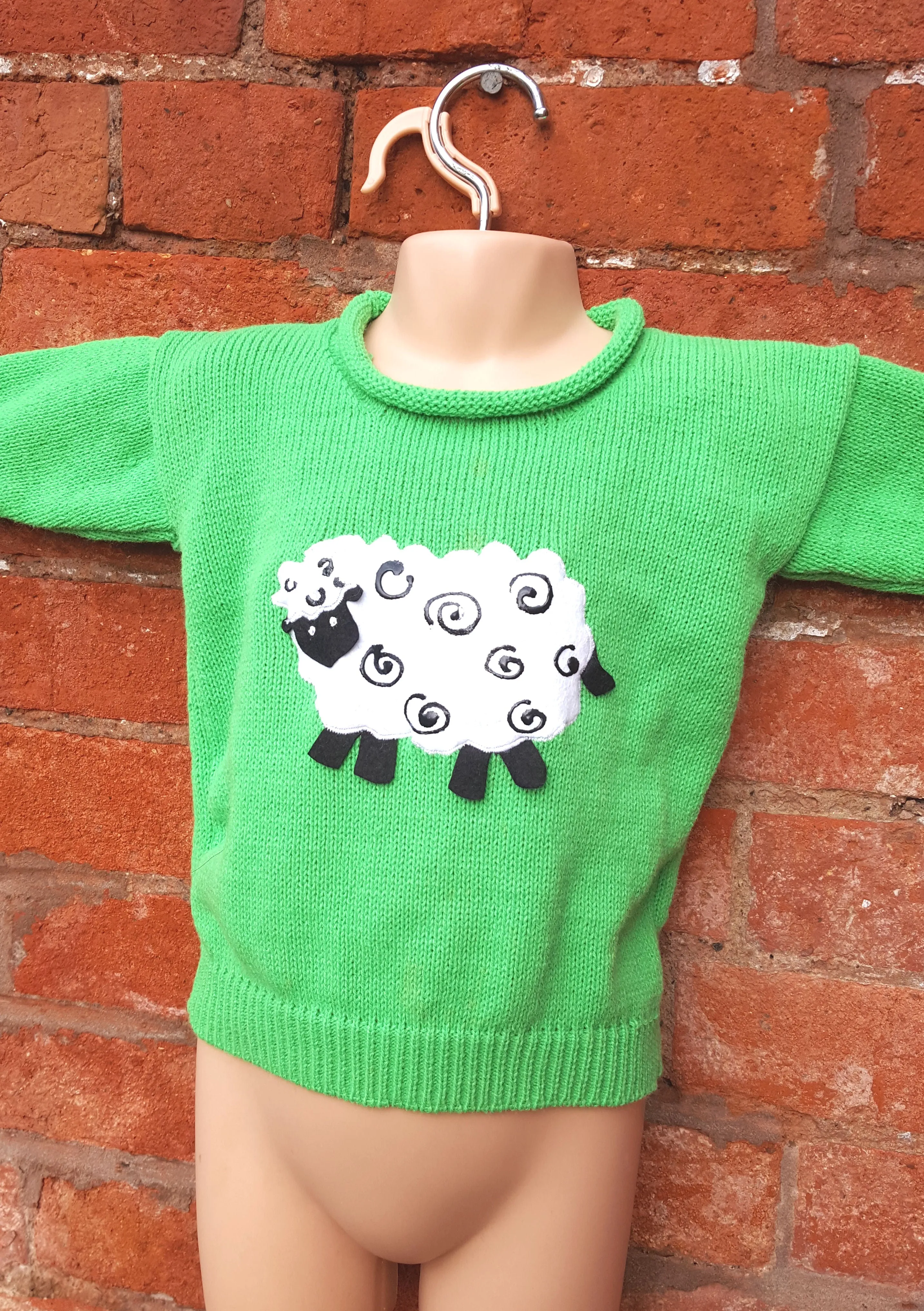 "Baa" MADE TO ORDER, childs sheep jumper, any size. up to teens