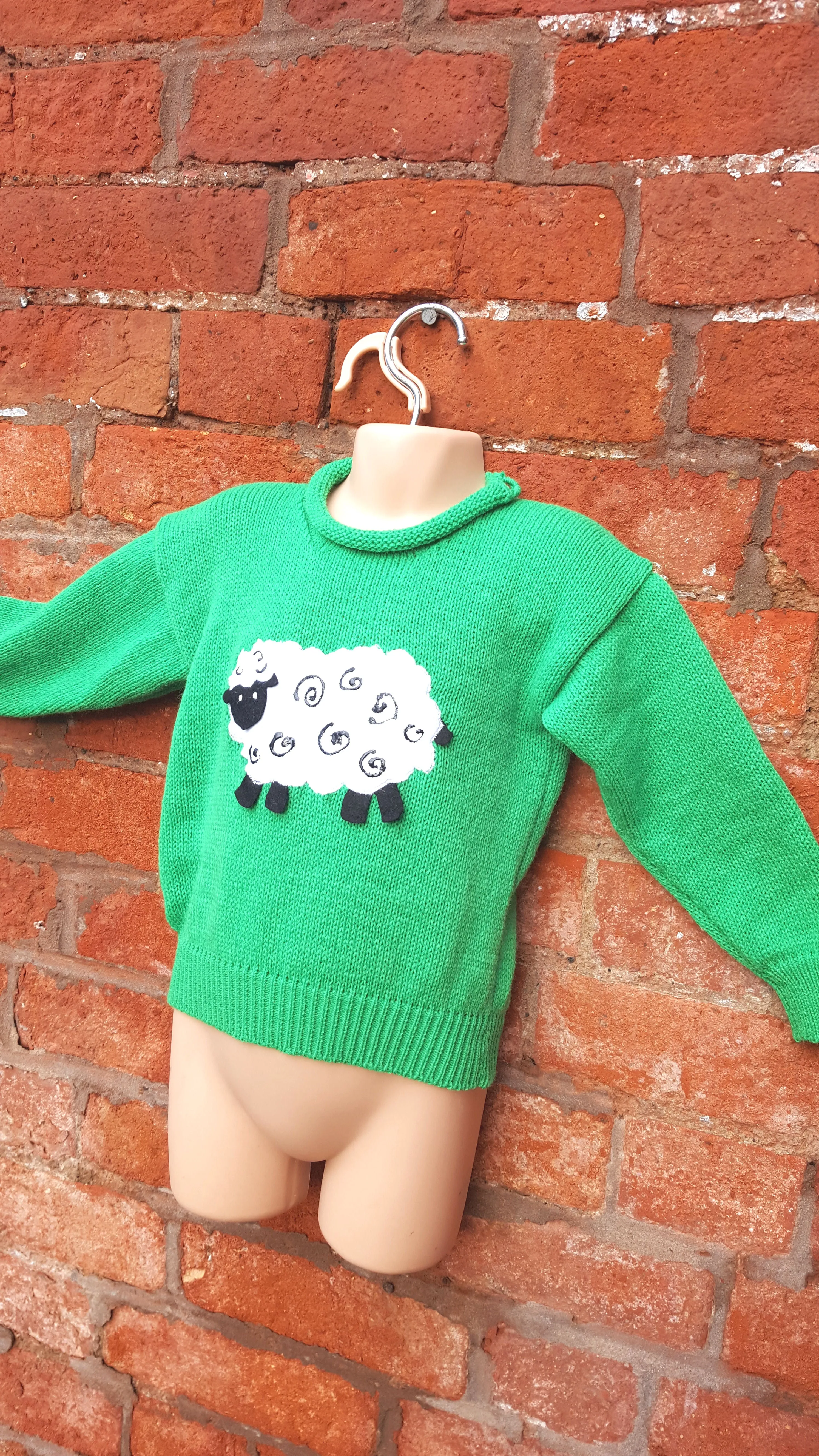 "Baa" MADE TO ORDER, childs sheep jumper, any size. up to teens