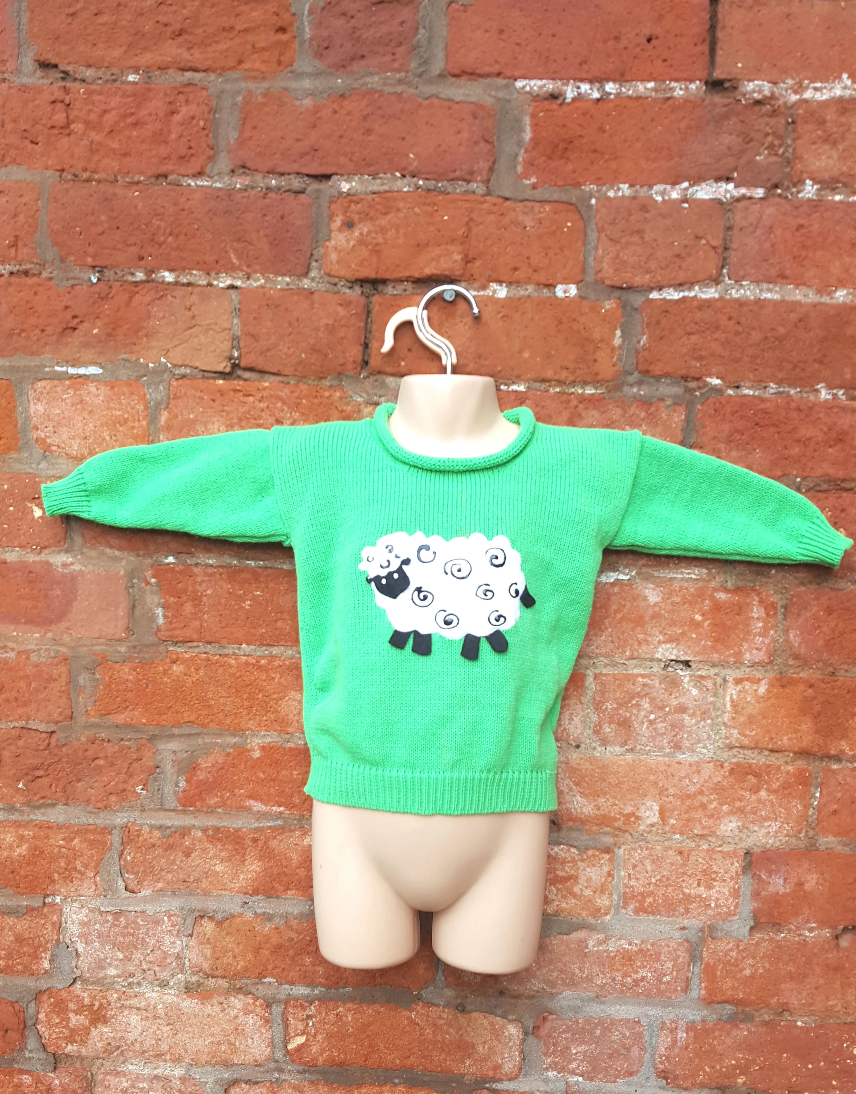 "Baa" MADE TO ORDER, childs sheep jumper, any size. up to teens