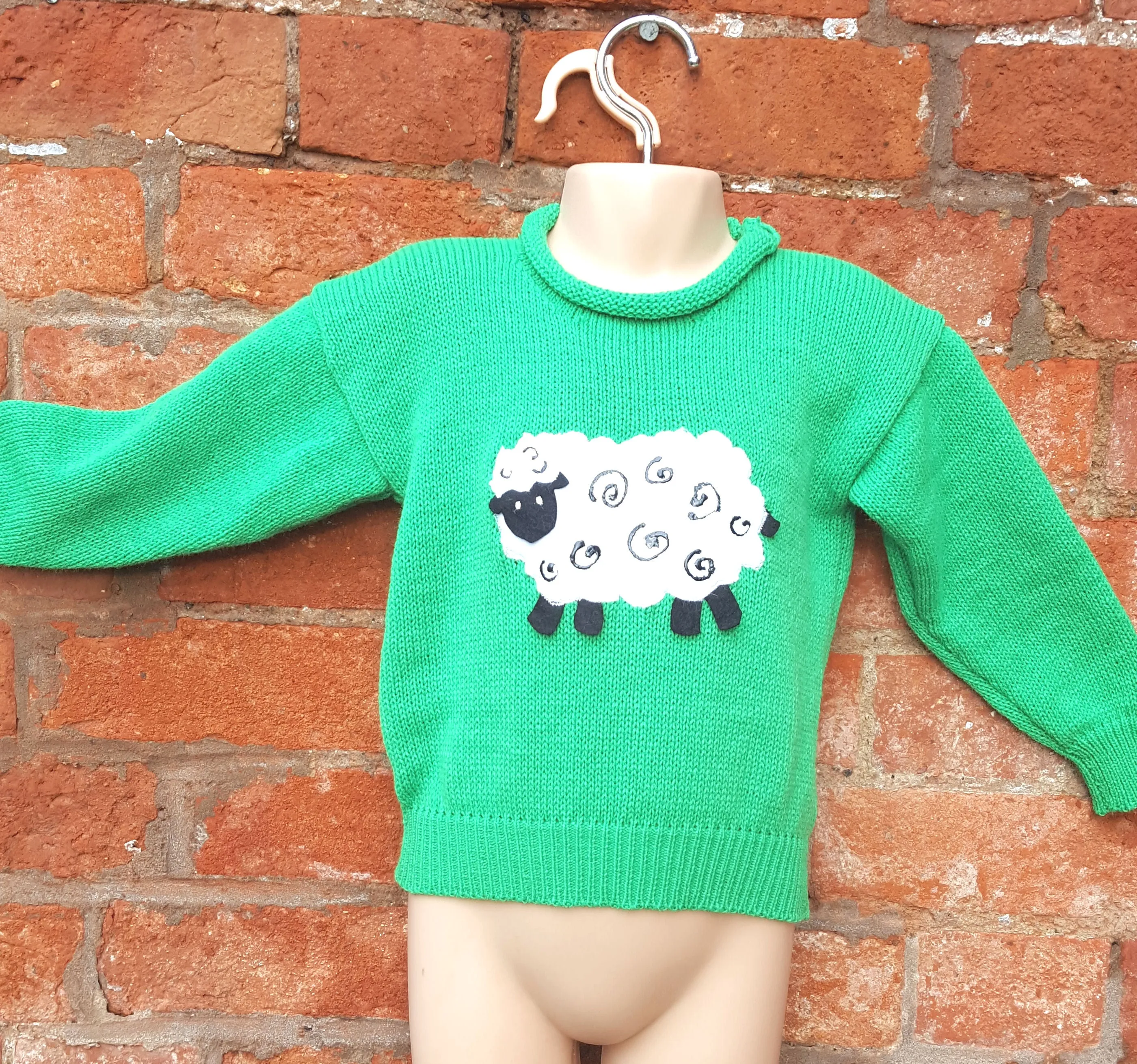 "Baa" MADE TO ORDER, childs sheep jumper, any size. up to teens