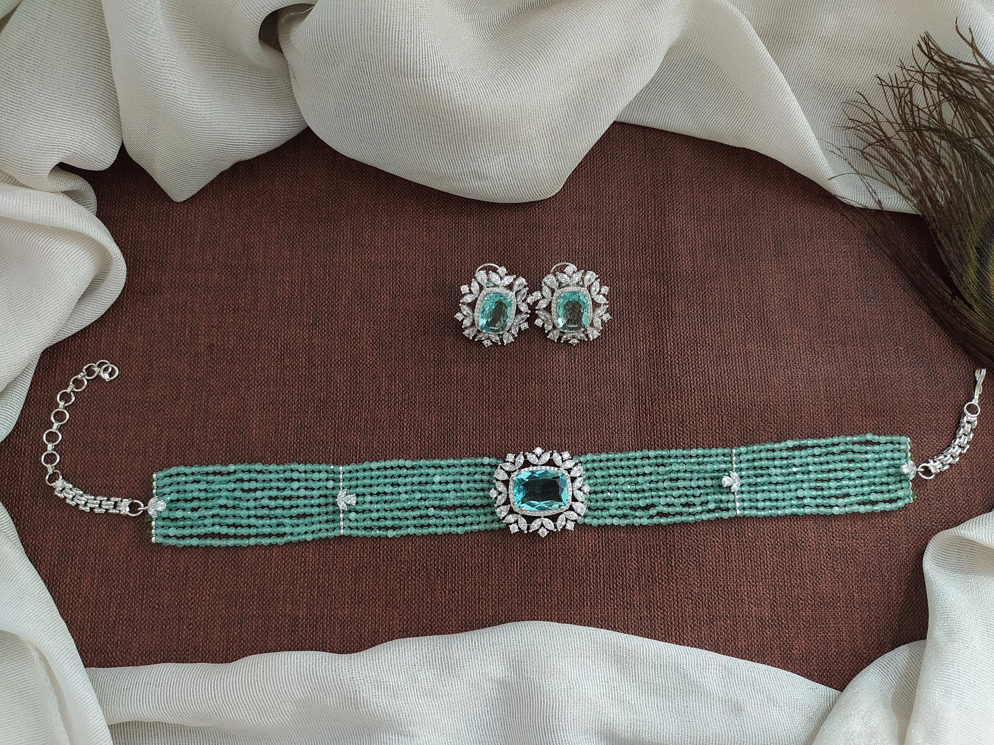 Radiate Shimmering Elegance With Silver-Plated Zircon Choker Set