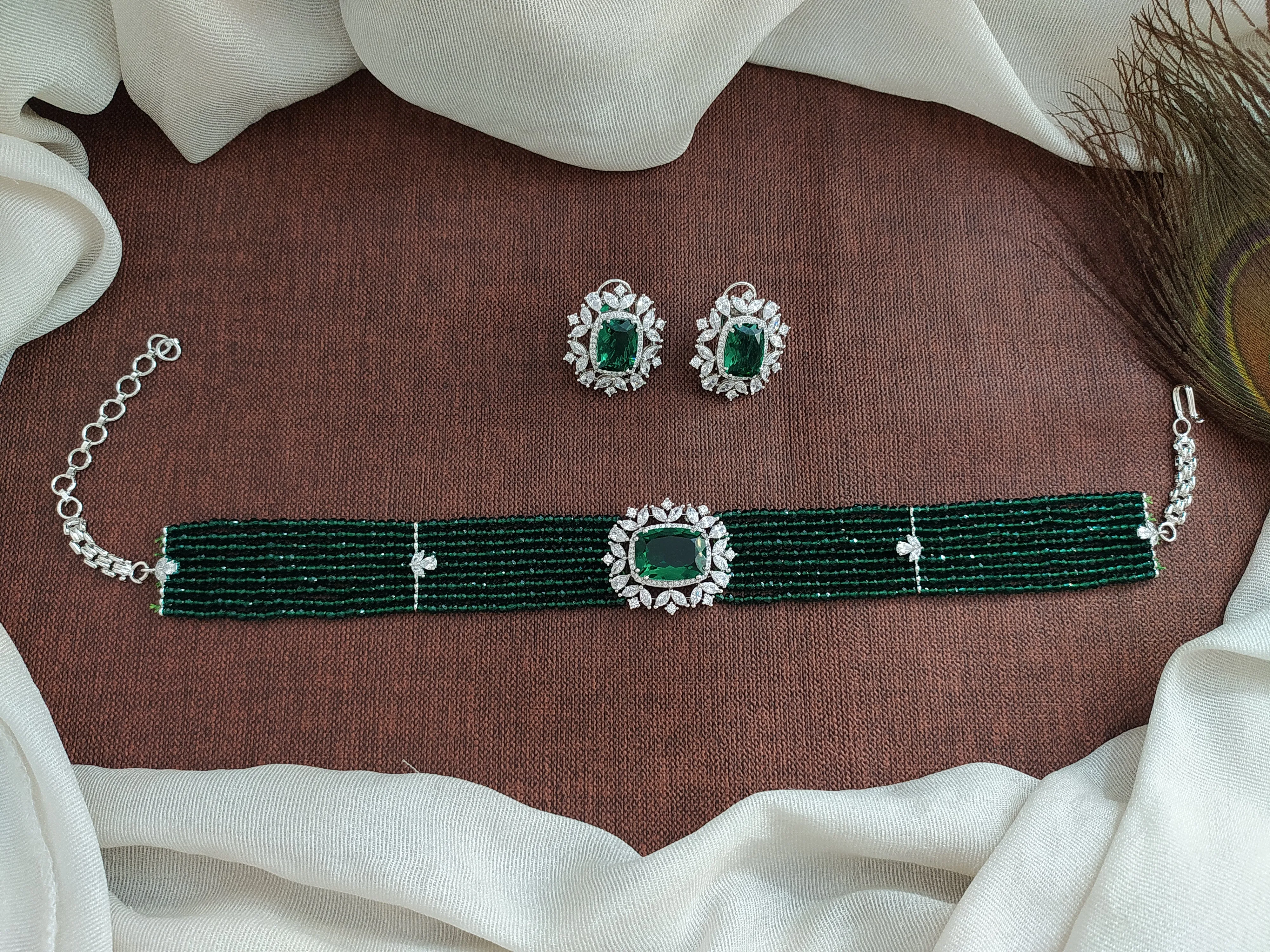 Radiate Shimmering Elegance With Silver-Plated Zircon Choker Set