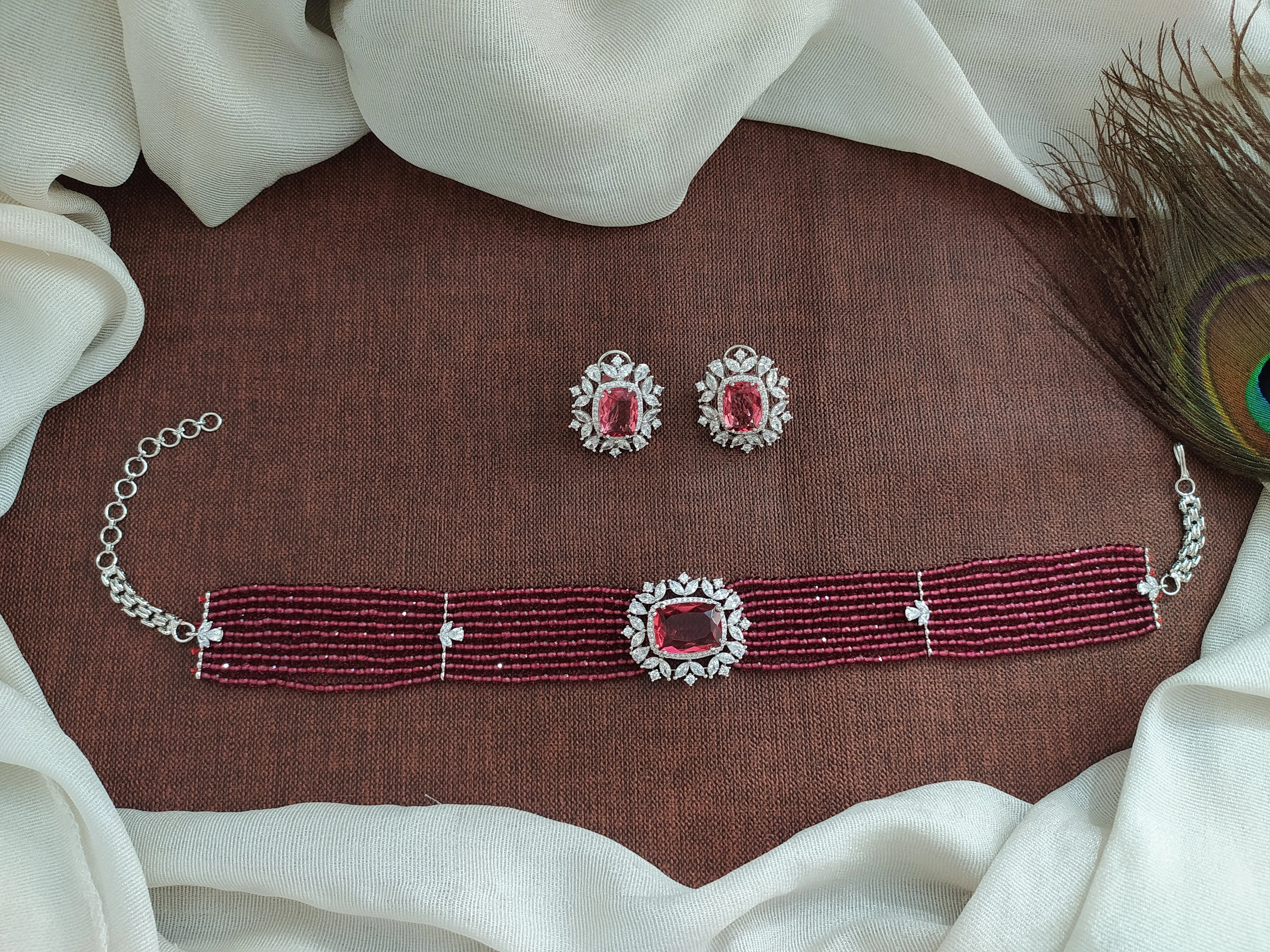 Radiate Shimmering Elegance With Silver-Plated Zircon Choker Set