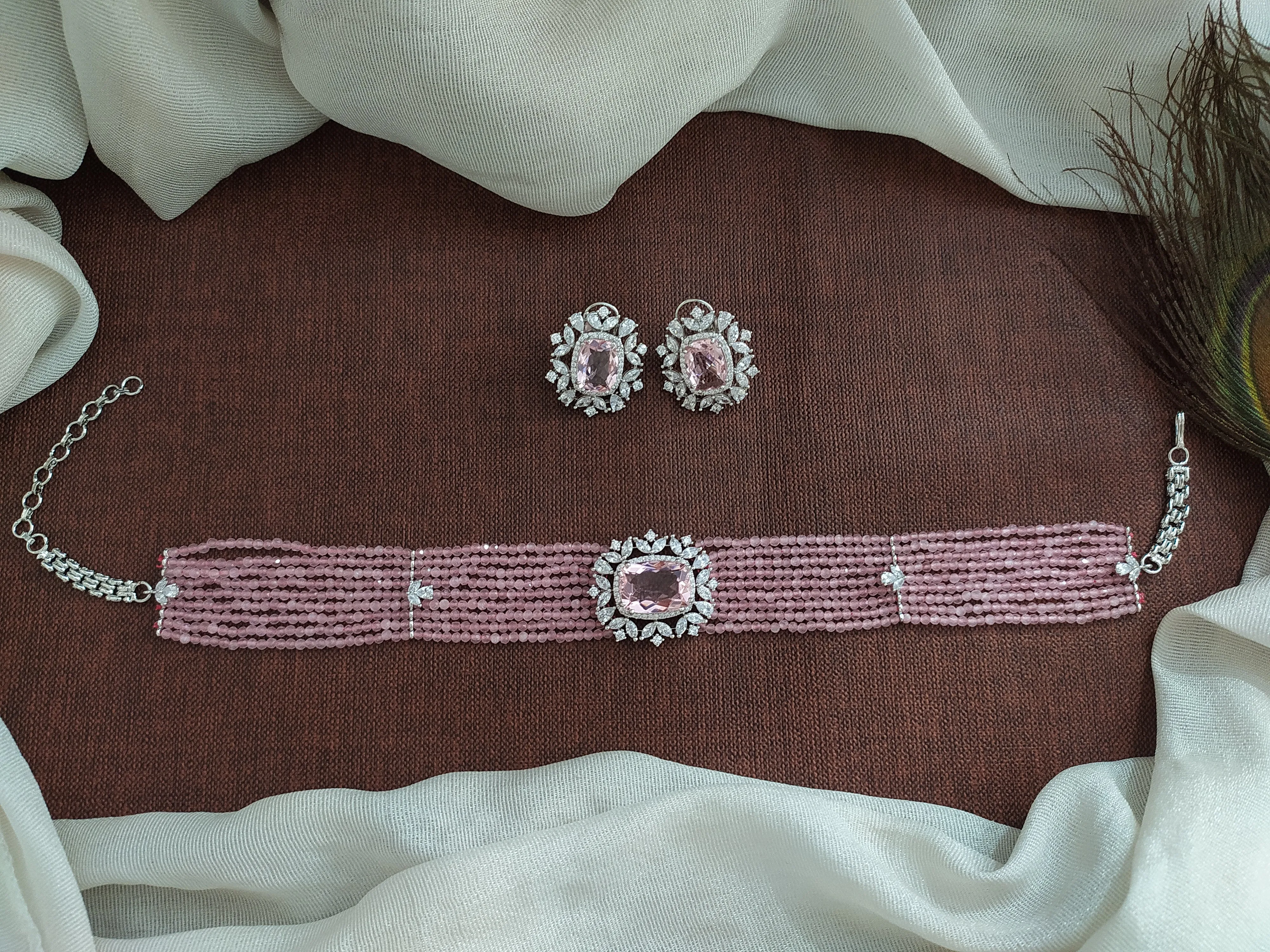 Radiate Shimmering Elegance With Silver-Plated Zircon Choker Set