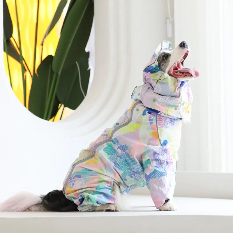 Rainbow Pop Hooded Dog Raincoat