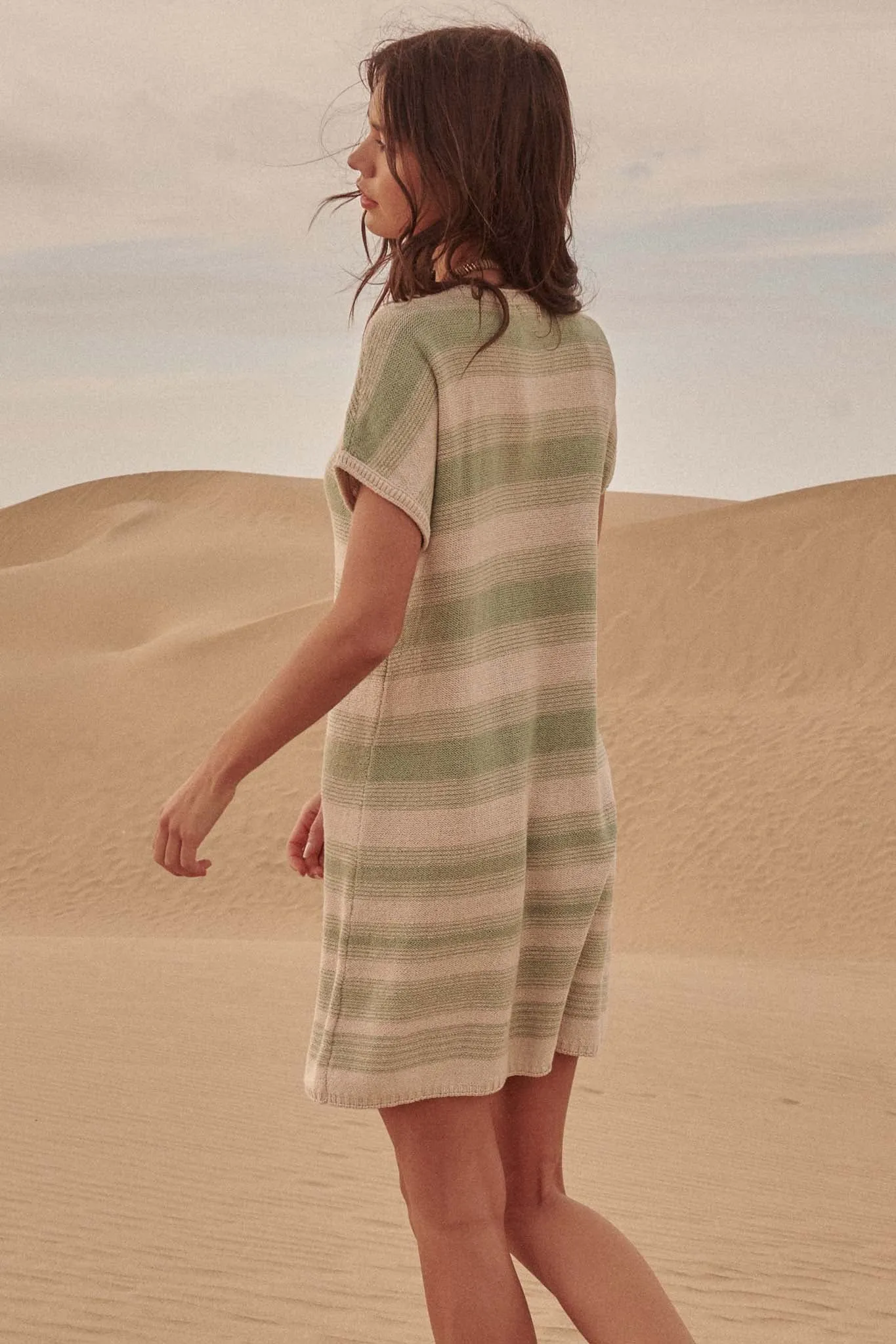 Raising the Bar Striped Short-Sleeve Sweater Dress