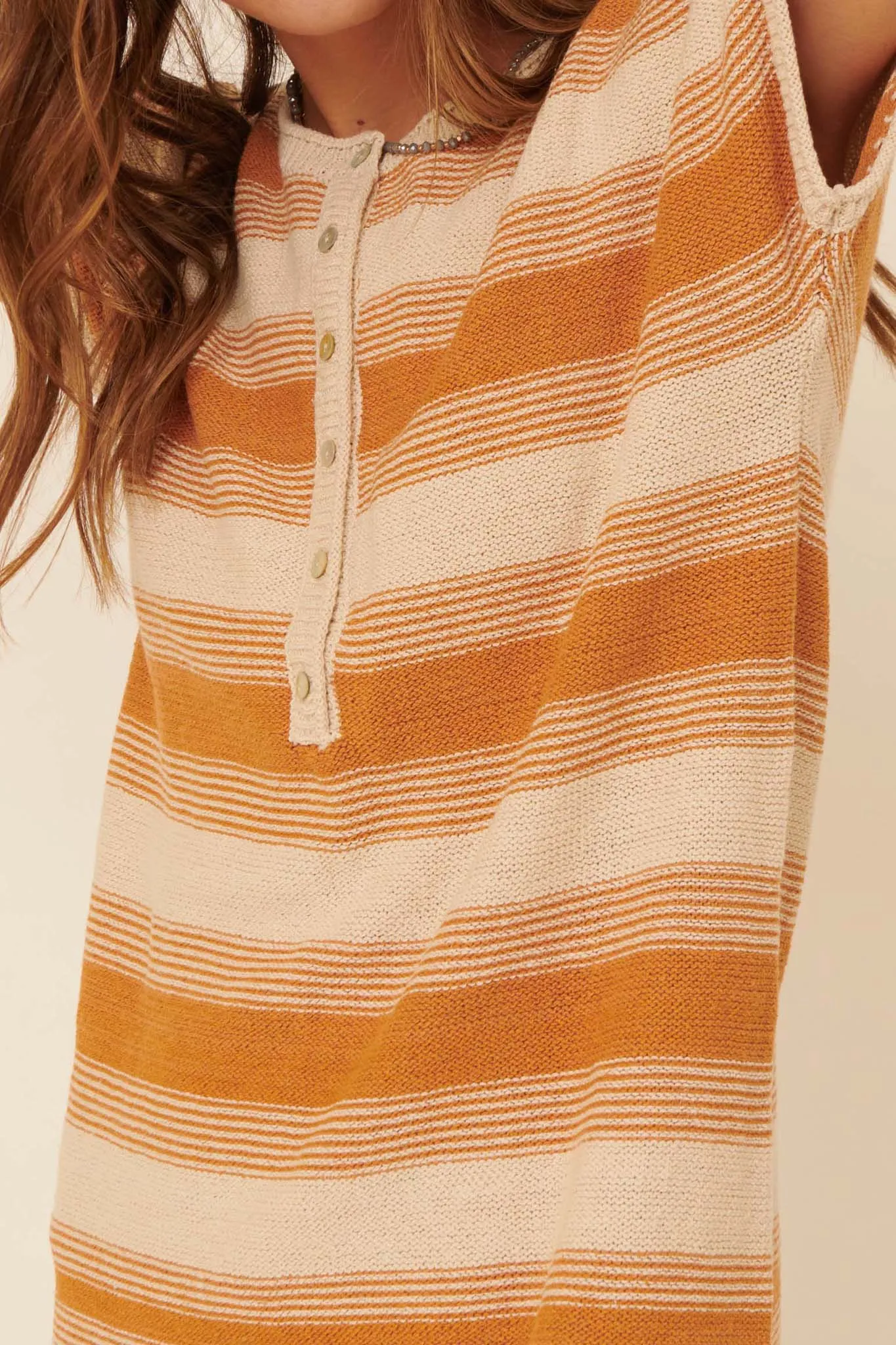 Raising the Bar Striped Short-Sleeve Sweater Dress