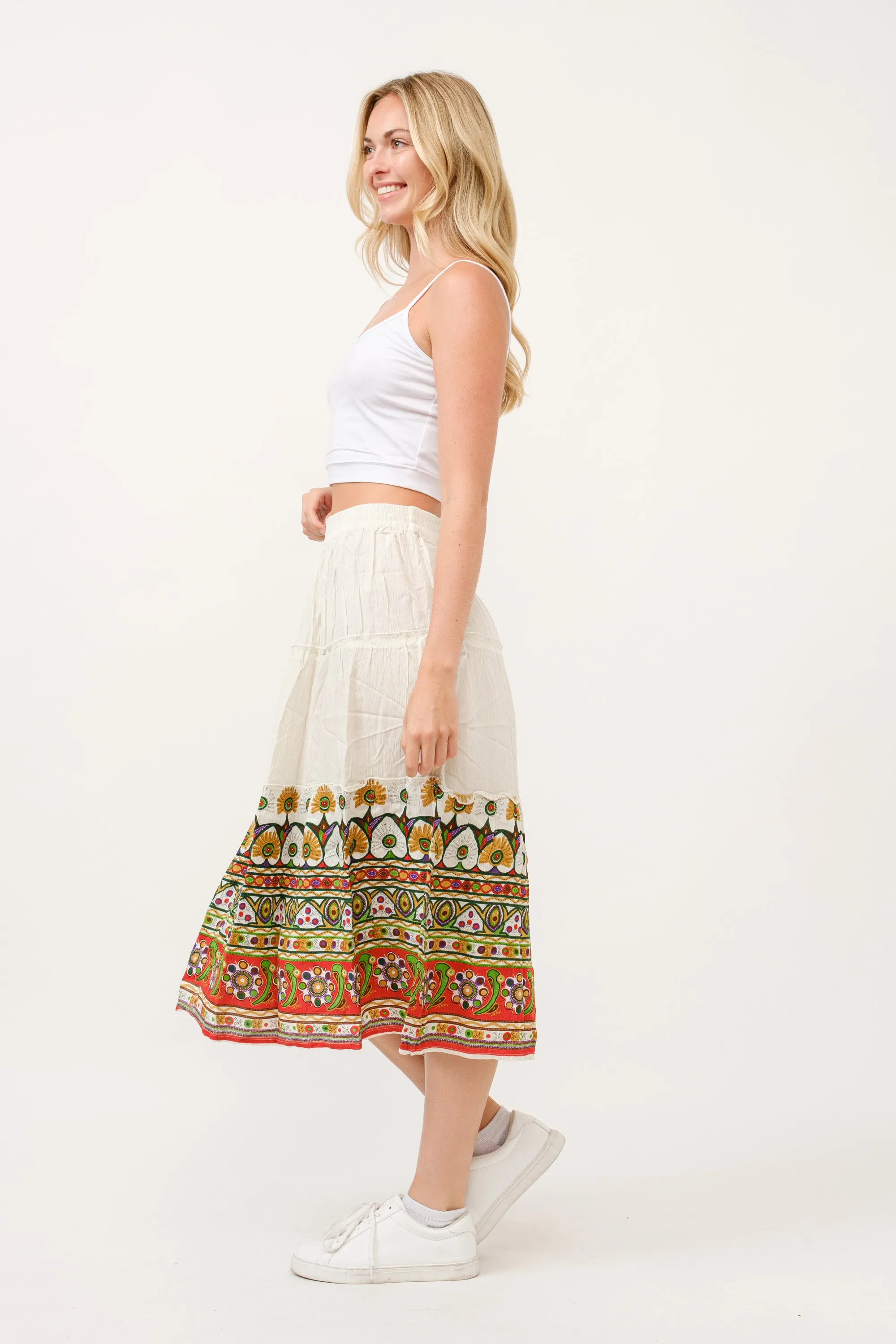 RAJ ELIA CONTRAST PRINT SKIRT