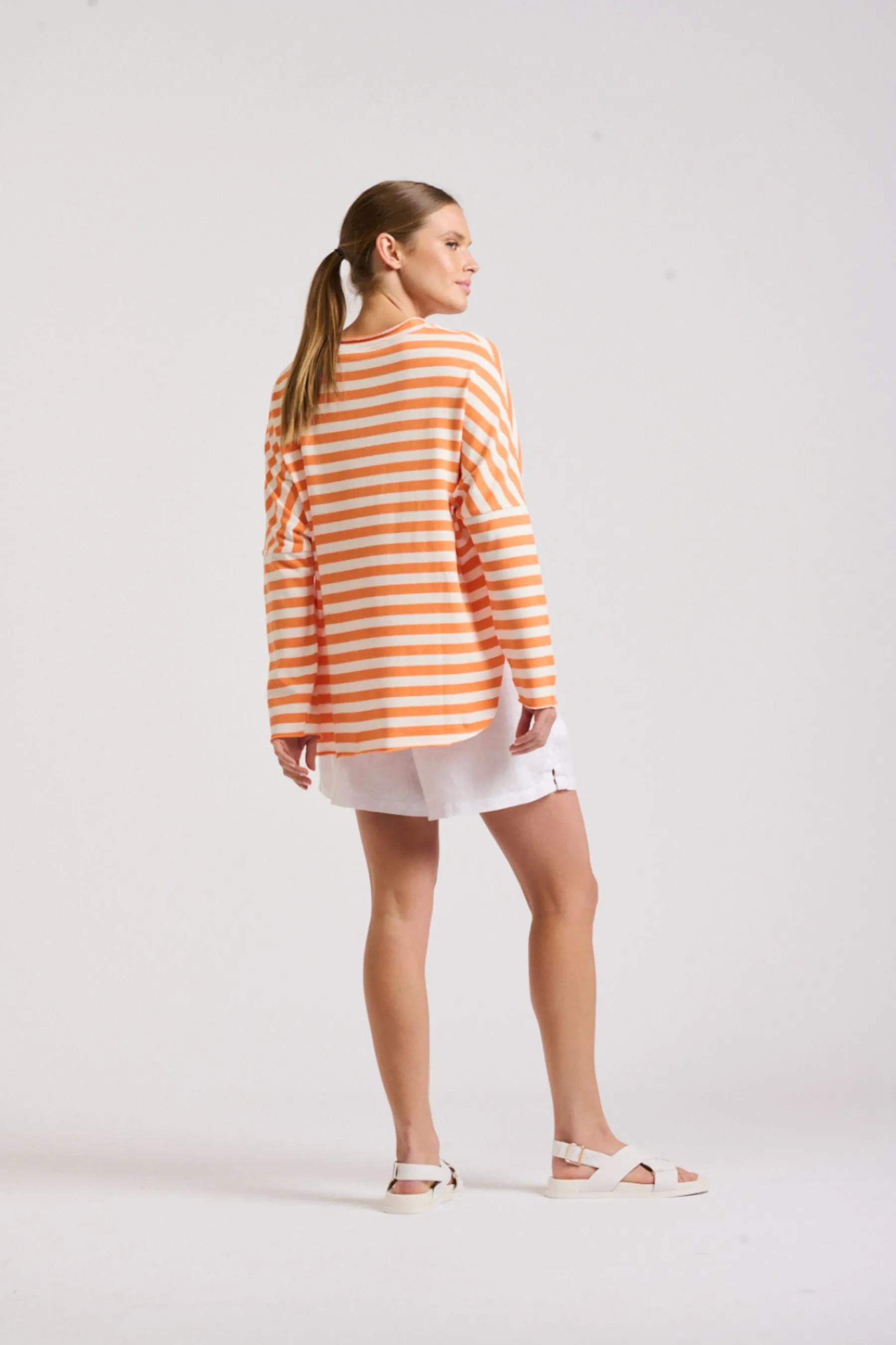 Raw Summer Sweatshirt | Orange/White Stripe