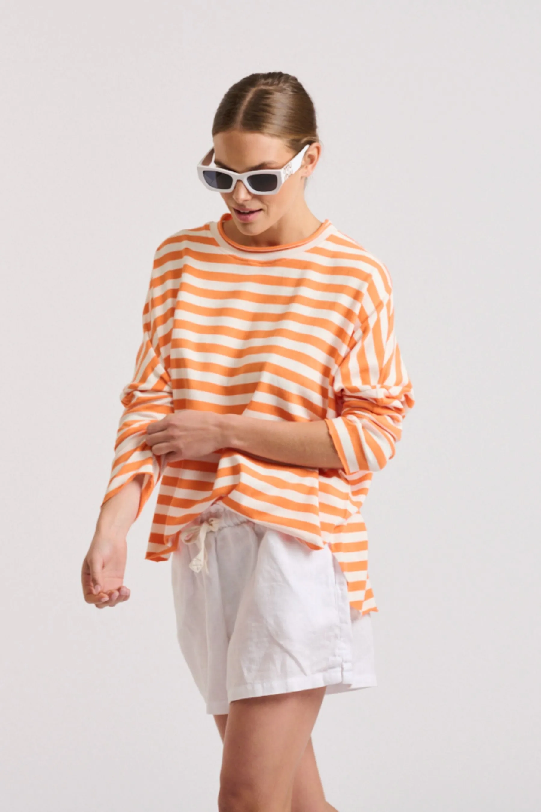 Raw Summer Sweatshirt | Orange/White Stripe