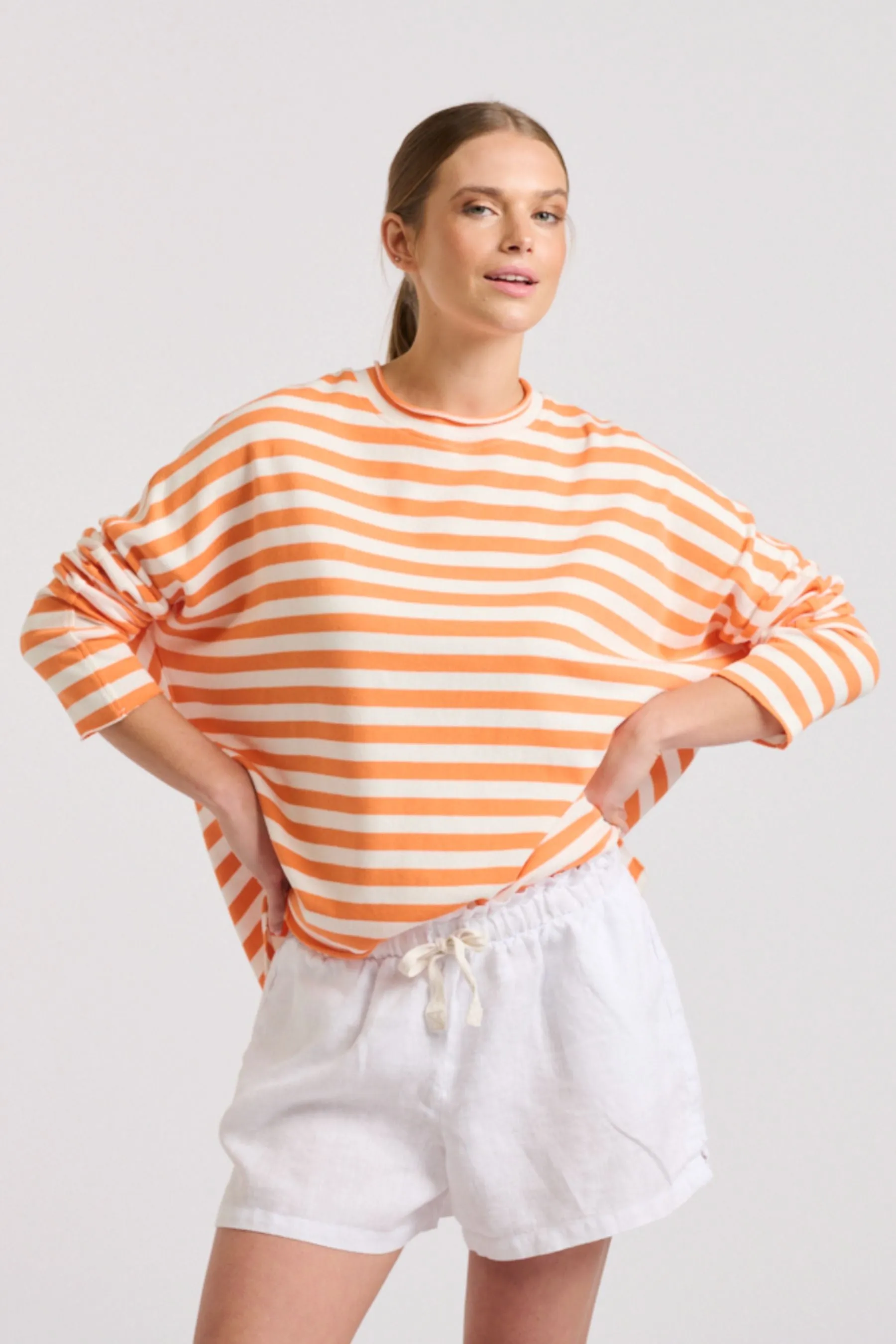 Raw Summer Sweatshirt | Orange/White Stripe