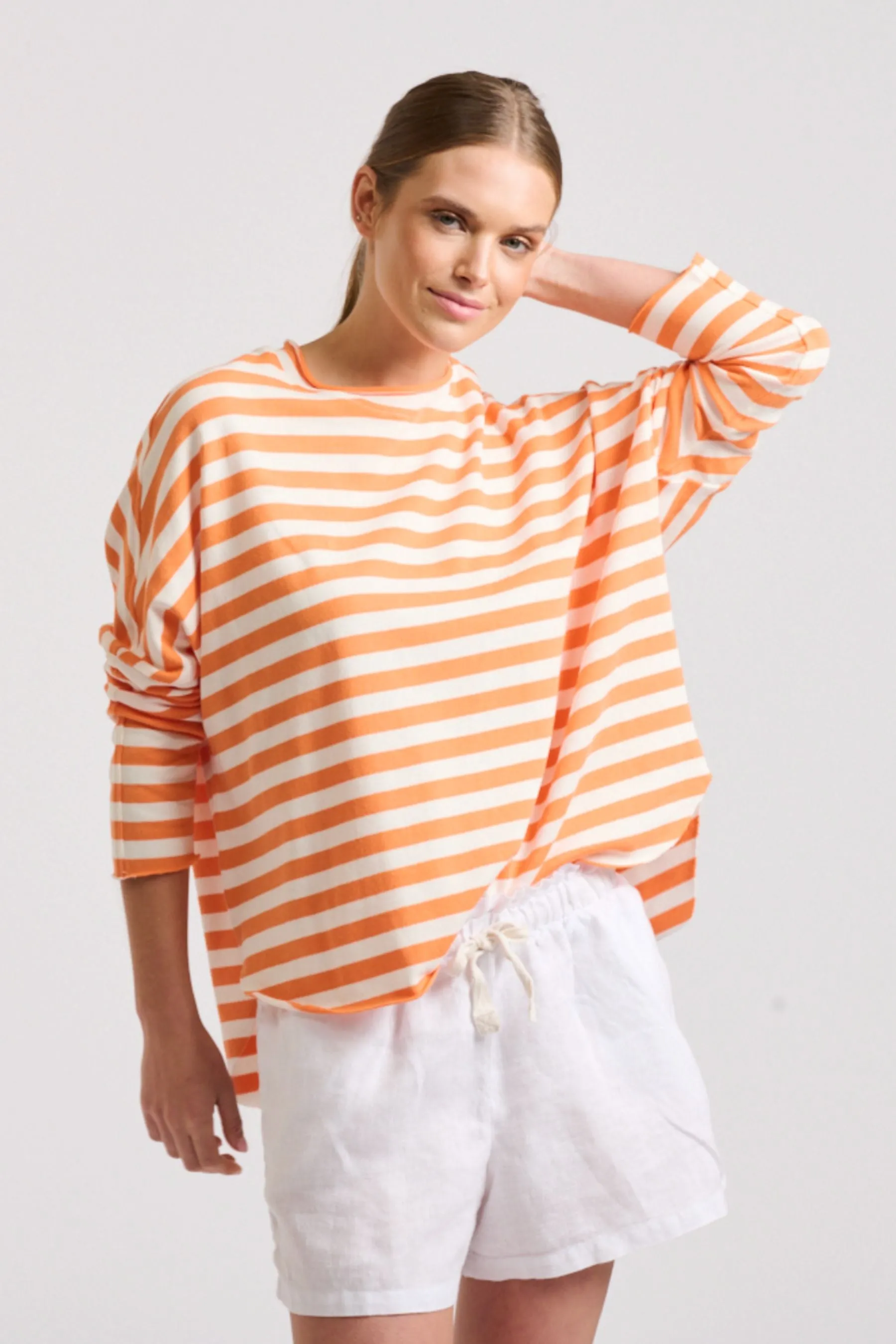 Raw Summer Sweatshirt | Orange/White Stripe