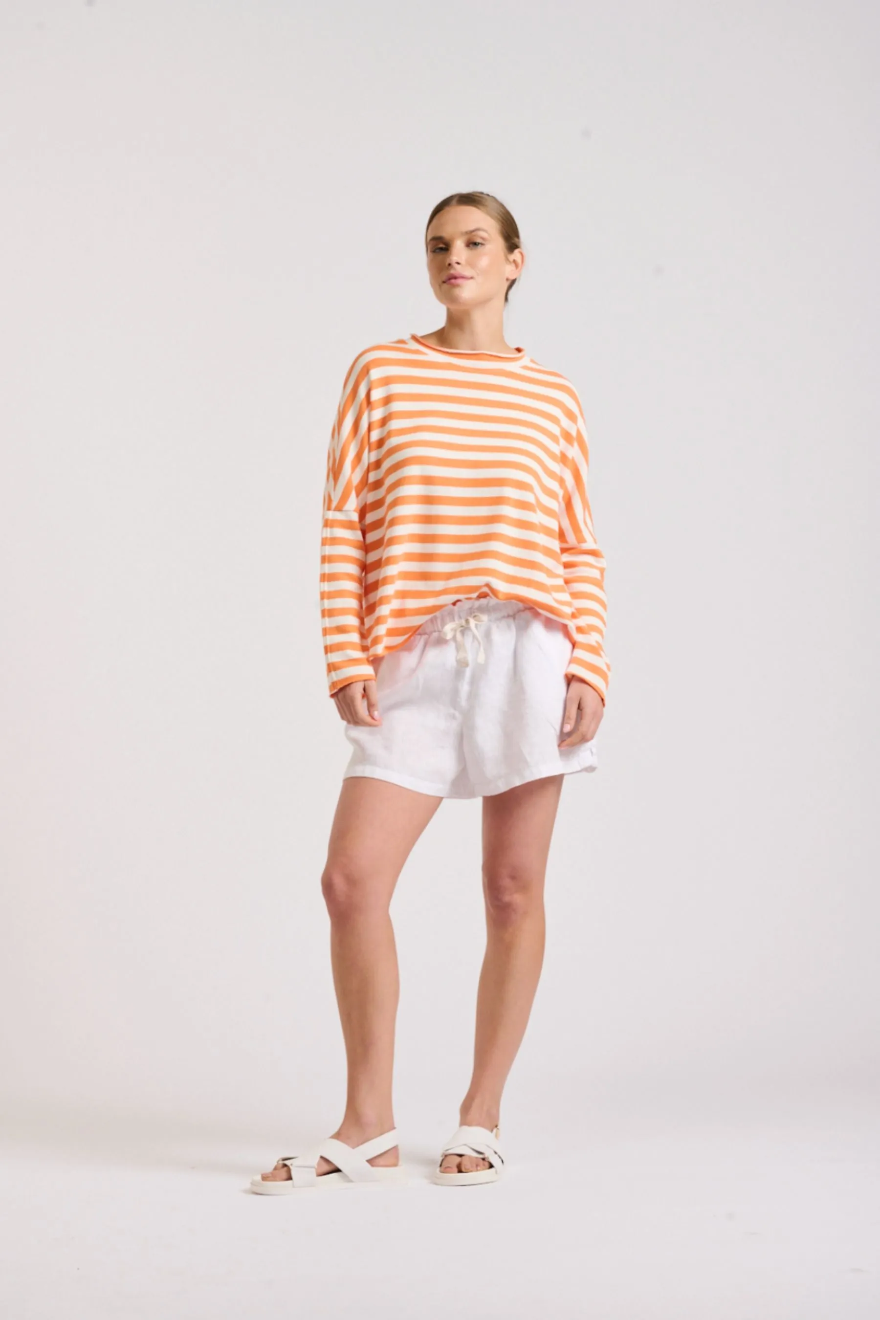 Raw Summer Sweatshirt | Orange/White Stripe