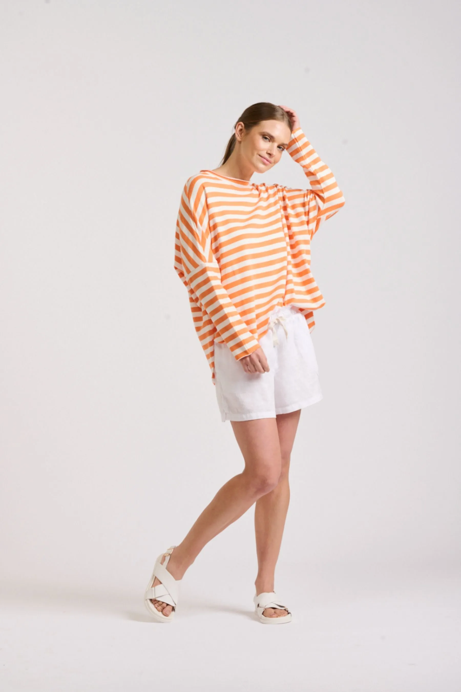 Raw Summer Sweatshirt | Orange/White Stripe