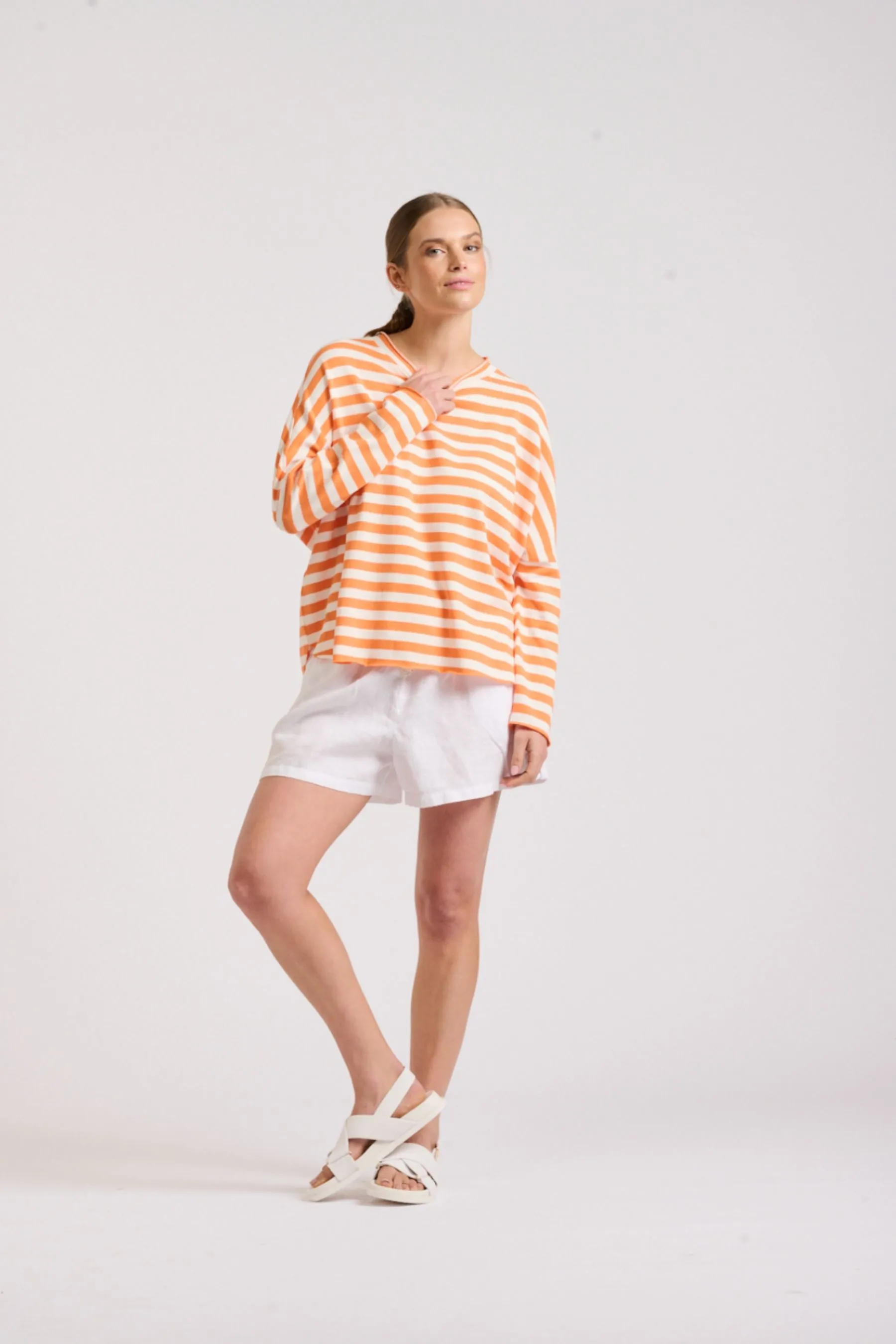 Raw Summer Sweatshirt | Orange/White Stripe