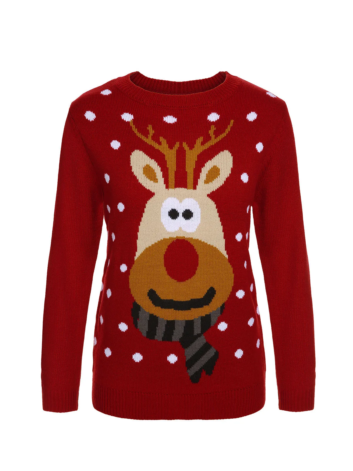 Red 1940s Christmas Reindeer Knit Sweater