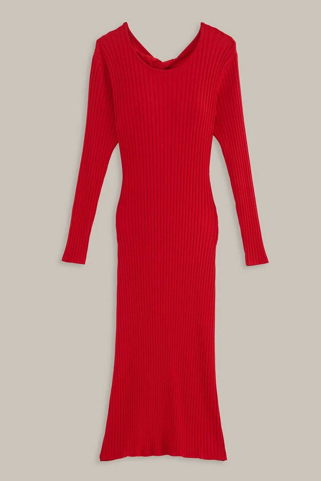 Red Knit Midi Dress