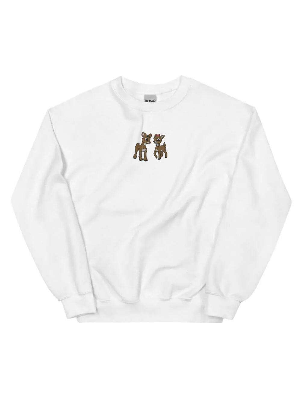 Reindeer Friends Christmas Heavy Blend Women's Crewneck Embroidered Sweatshirt