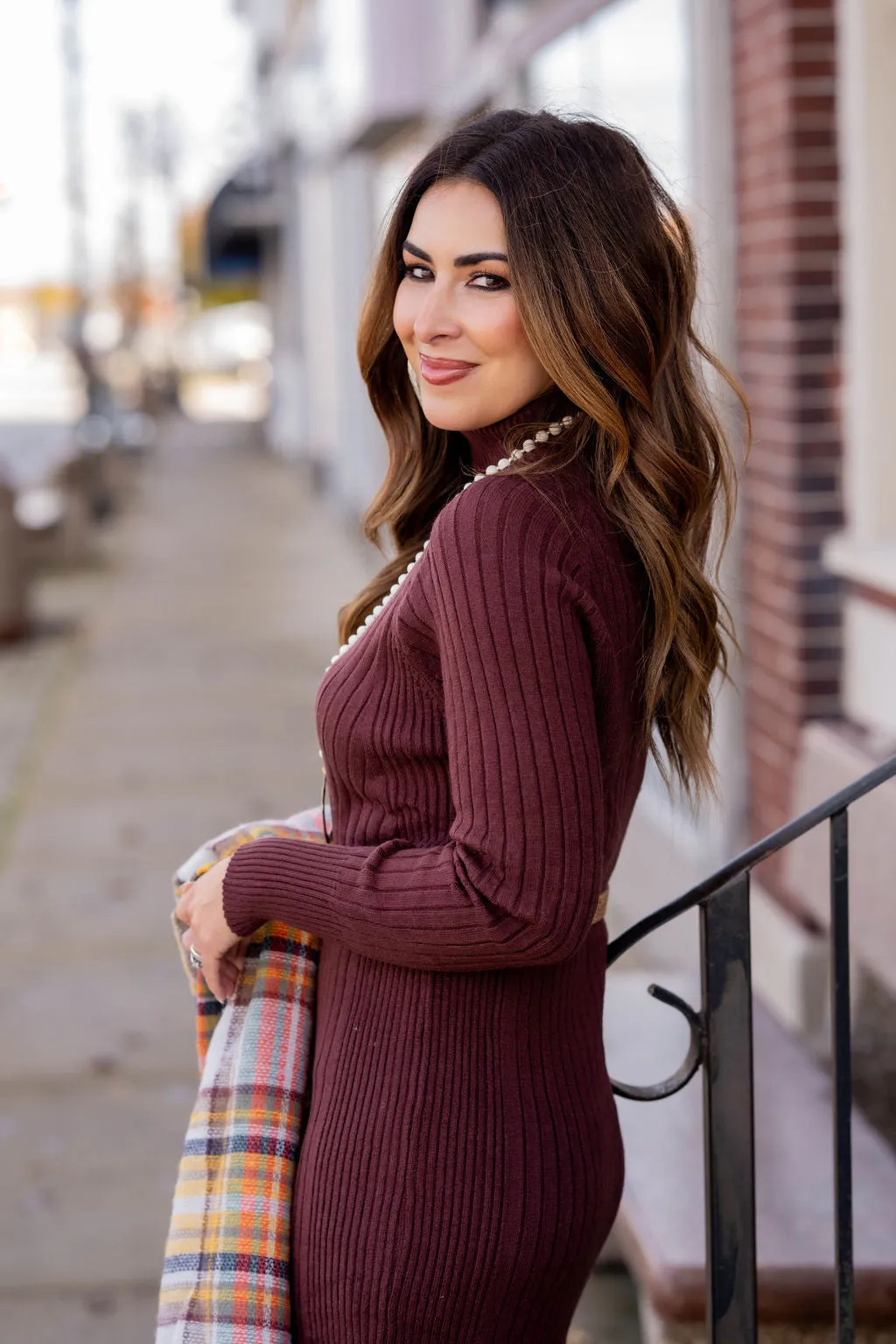 Ribbed Sweater Midi Dress