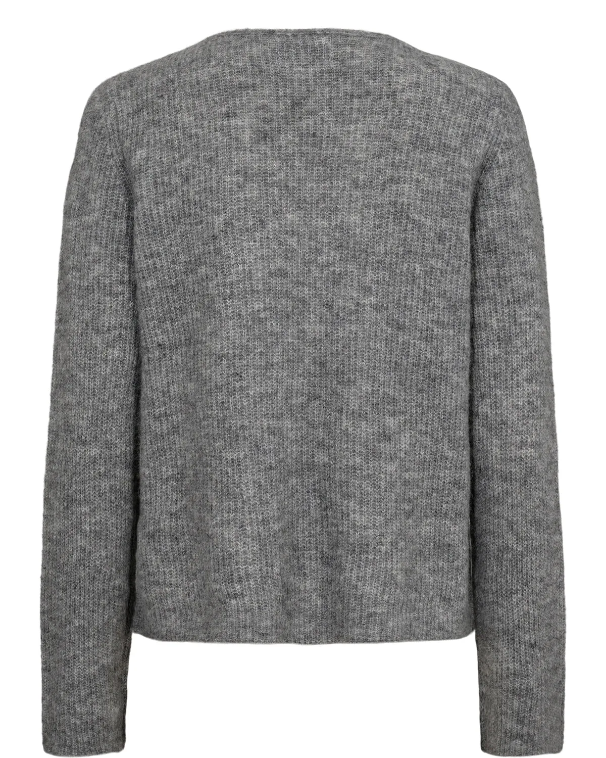 Riette Rib V Neck Pullover Medium Grey Melange