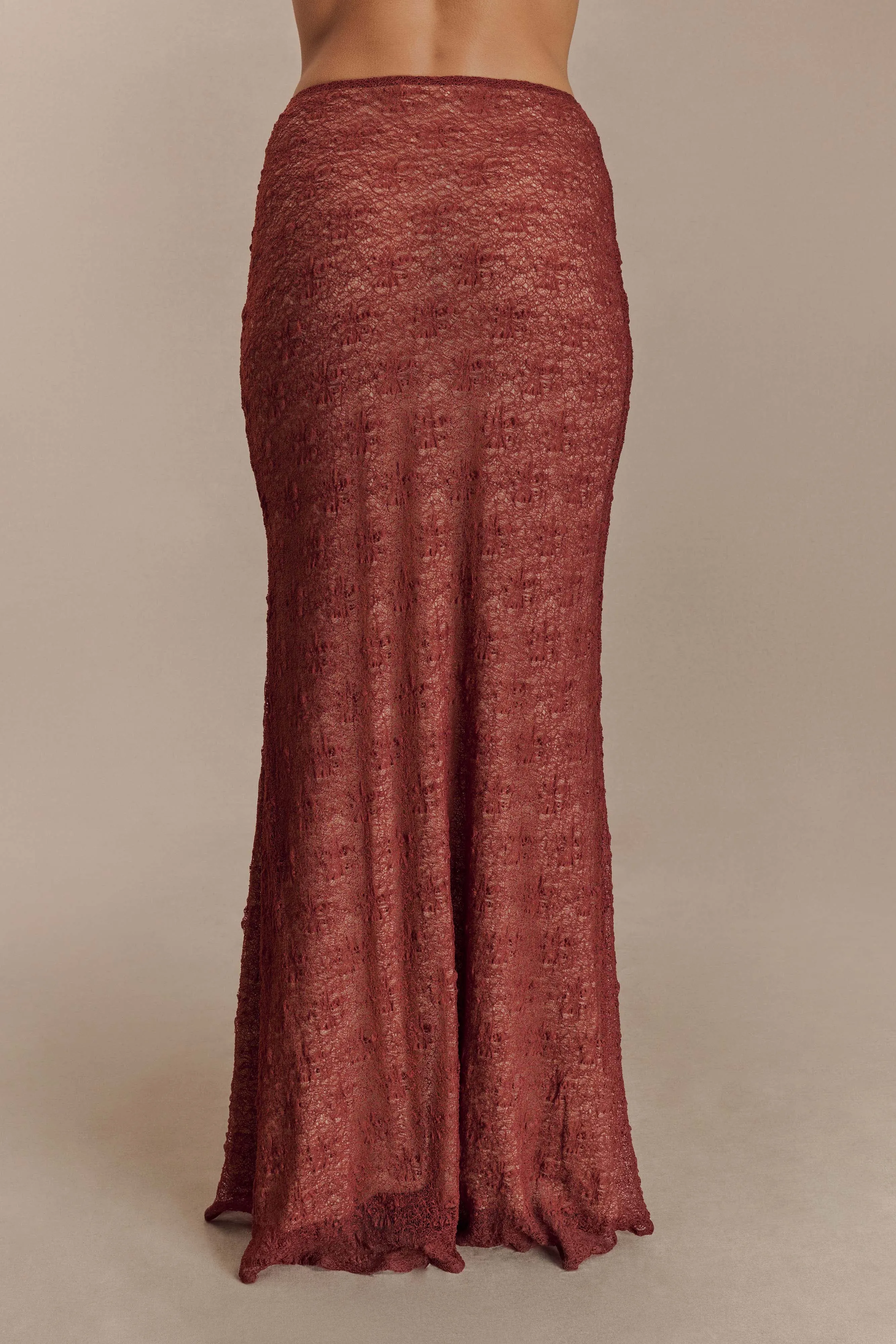 Robyn Sheer Lace Maxi Skirt - Chilli