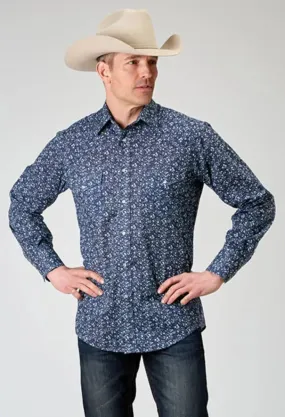 Roper Floral Print (Blue) - Men's Western Shirt