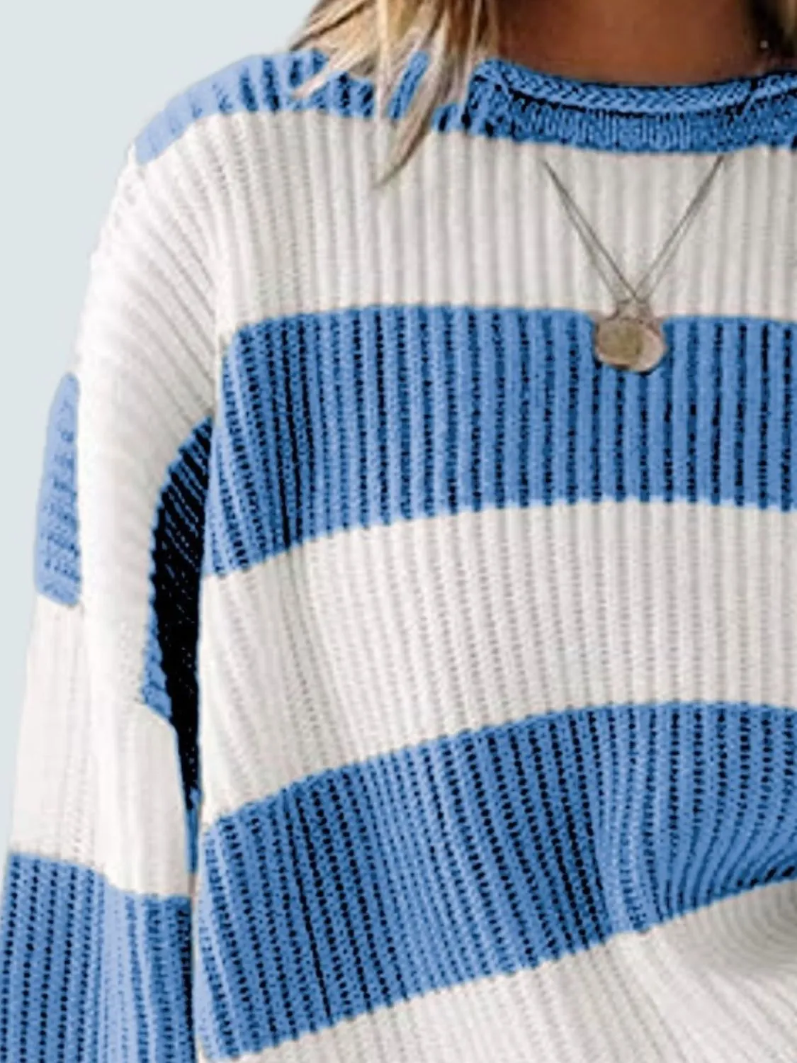 Round Neck Long Sleeve Striped Colored Sweater | Winter Fashion | Sweaters