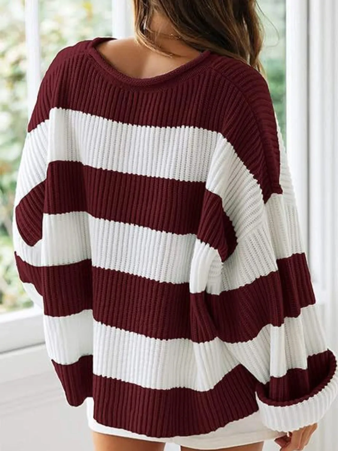 Round Neck Long Sleeve Striped Colored Sweater | Winter Fashion | Sweaters