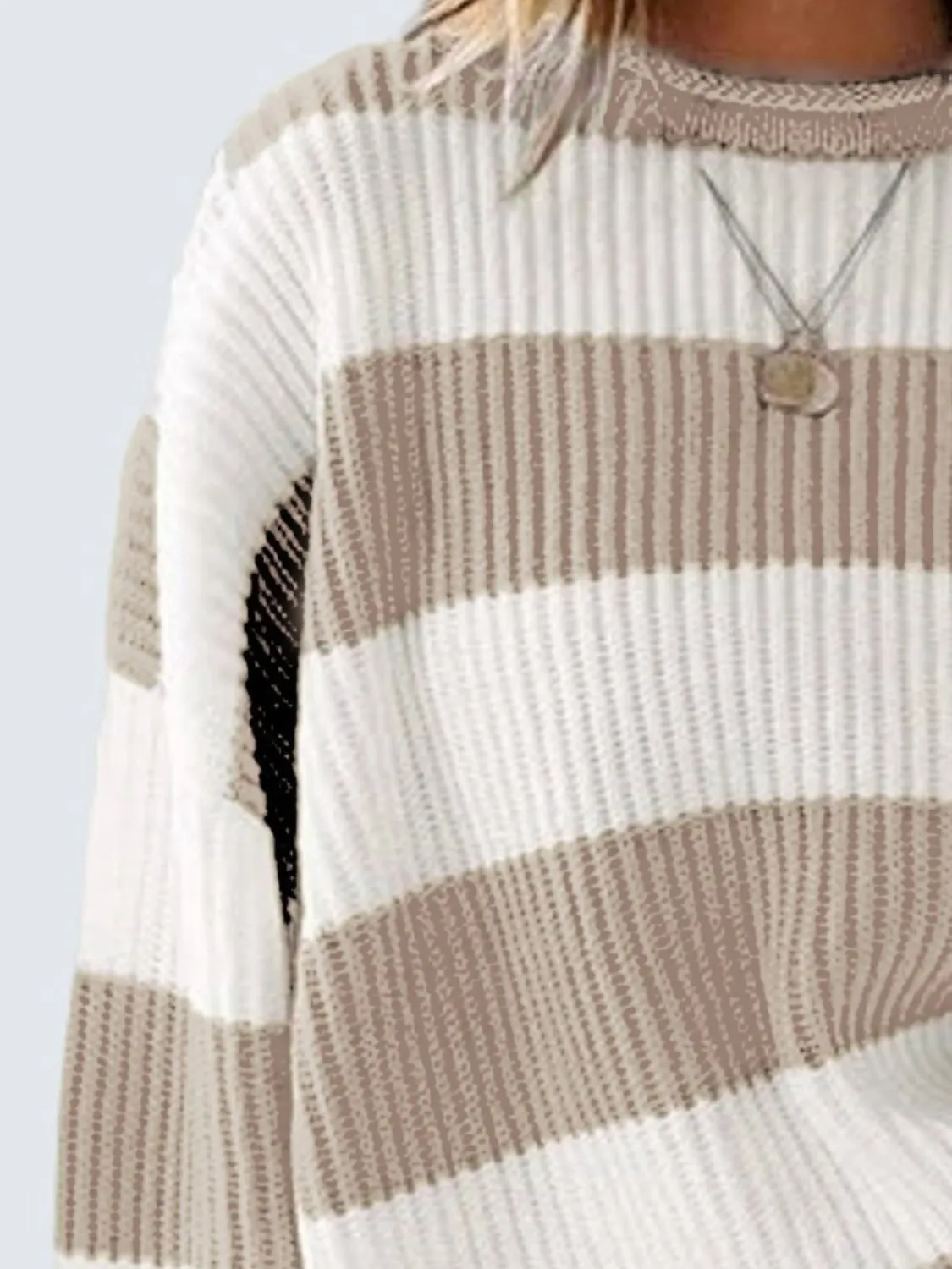 Round Neck Long Sleeve Striped Colored Sweater | Winter Fashion | Sweaters