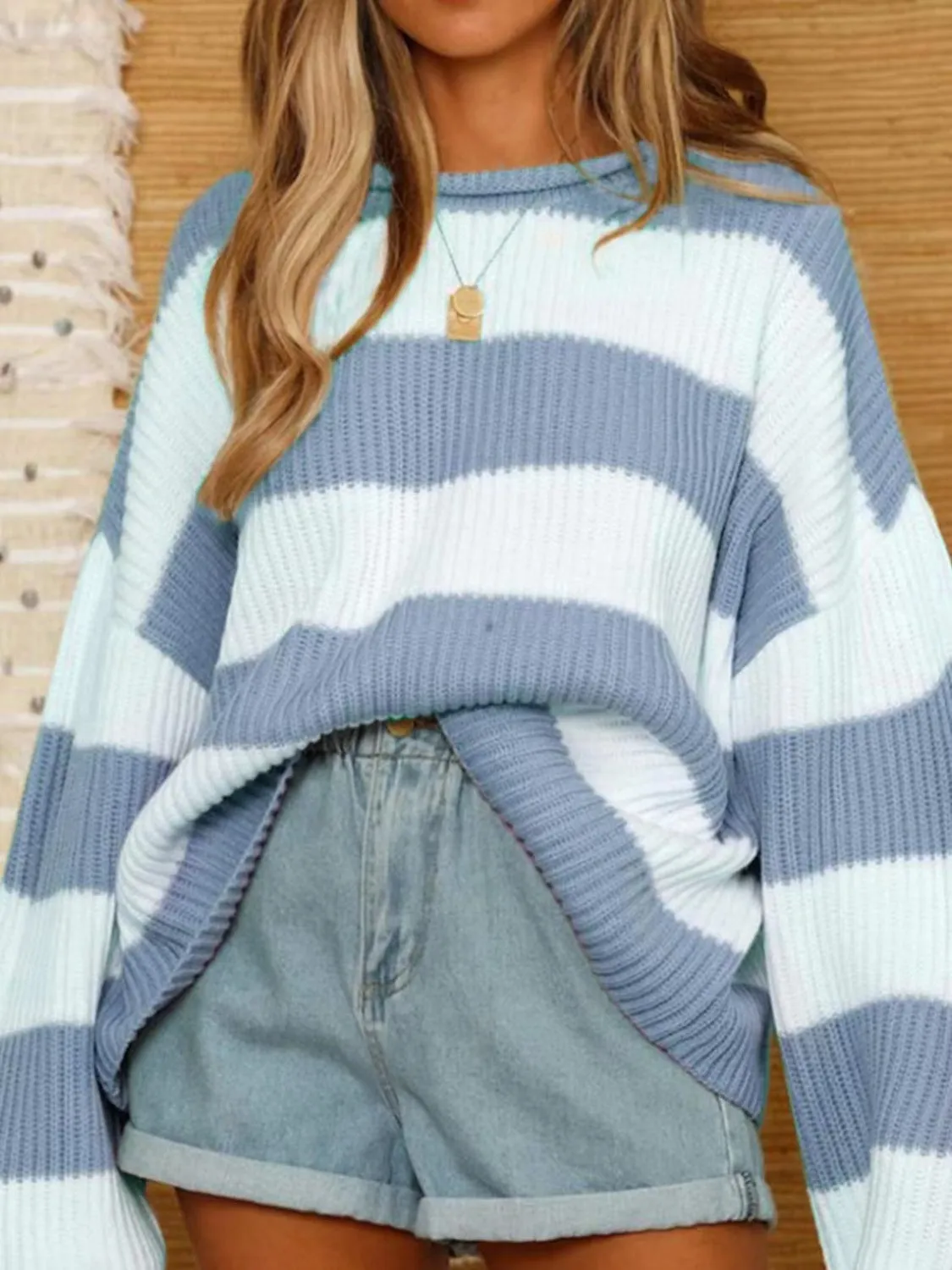 Round Neck Long Sleeve Striped Colored Sweater | Winter Fashion | Sweaters