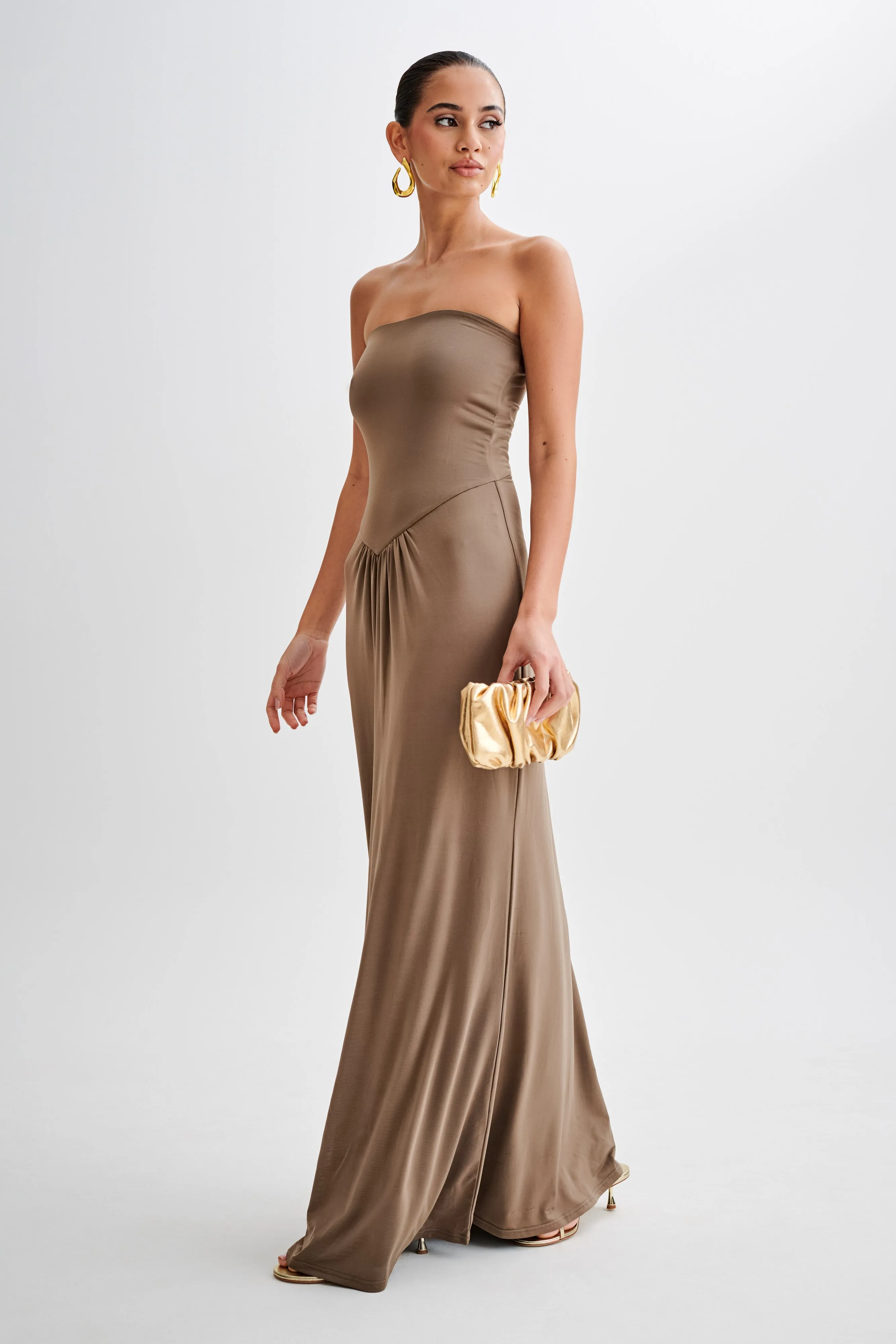 Ruby Strapless Slinky Maxi Dress - Coco