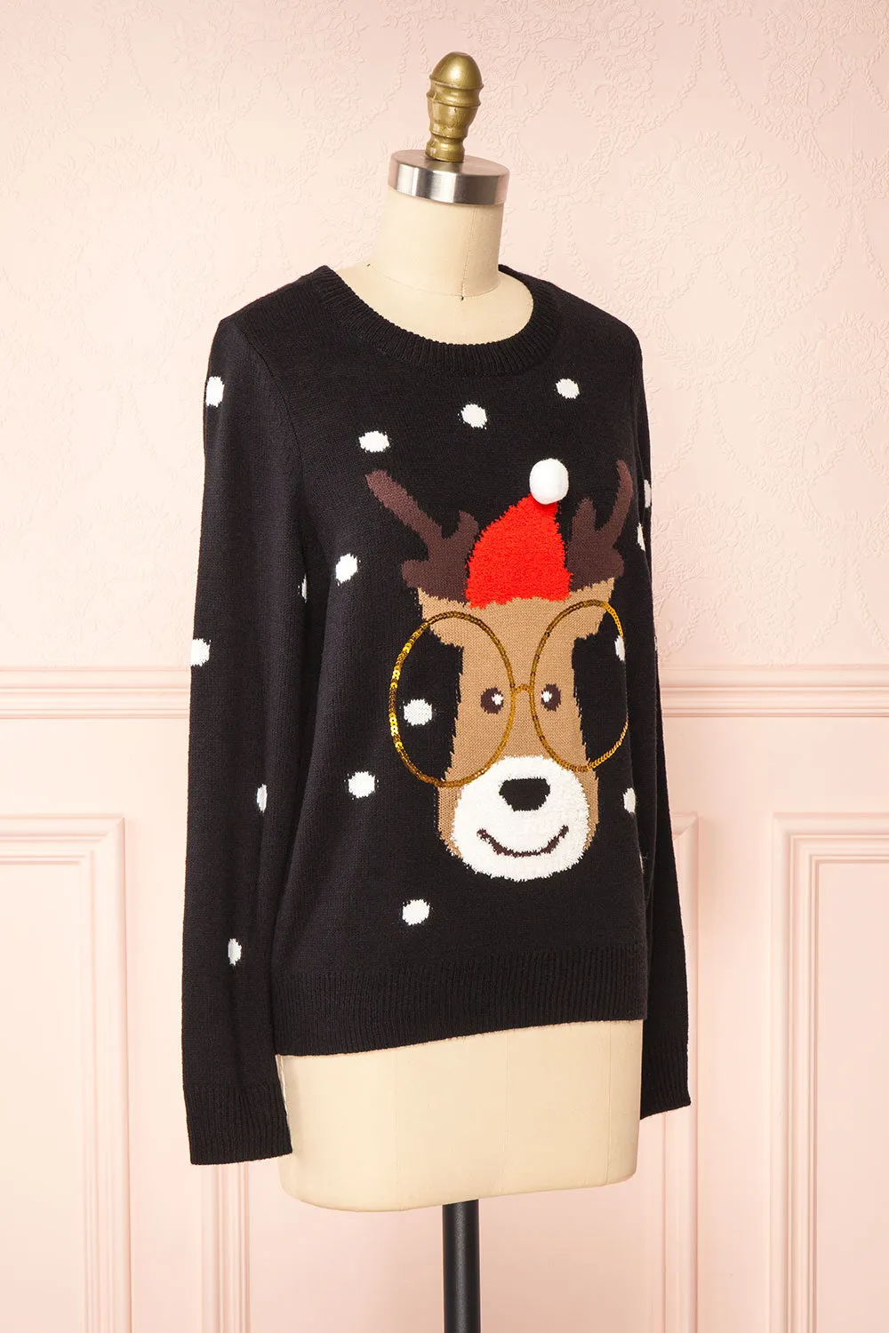 Rudolph Black | Knit Christmas Sweater