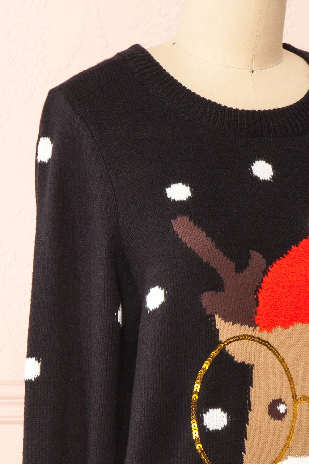 Rudolph Black | Knit Christmas Sweater