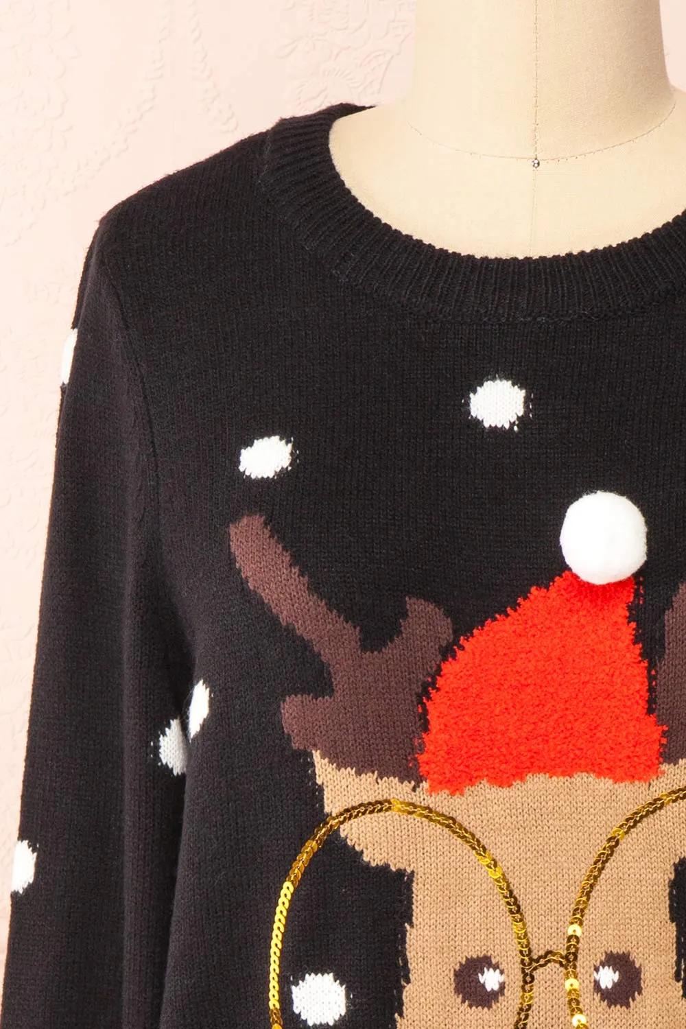 Rudolph Black | Knit Christmas Sweater