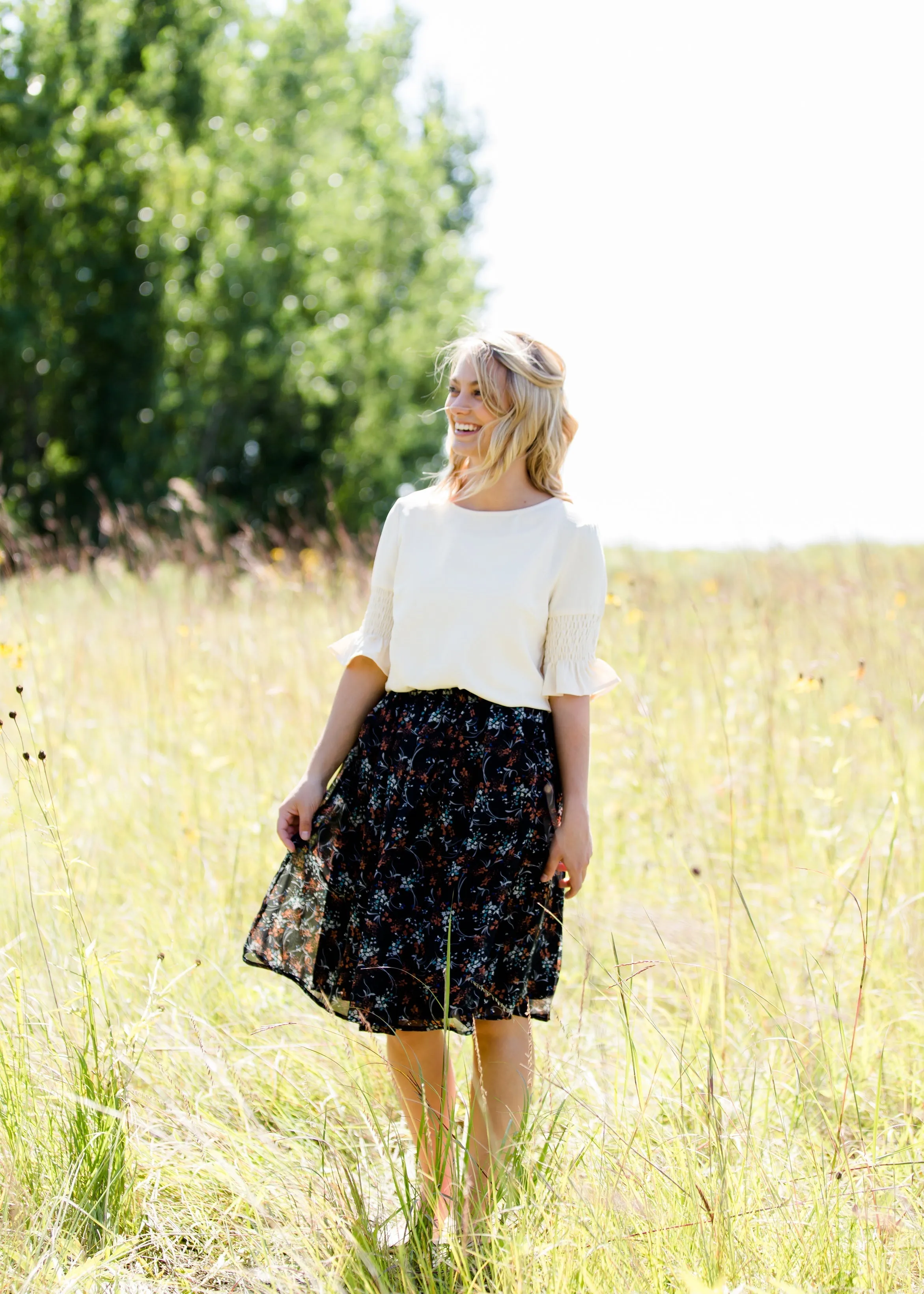 Rusty Floral Flowy Midi Skirt - FINAL SALE