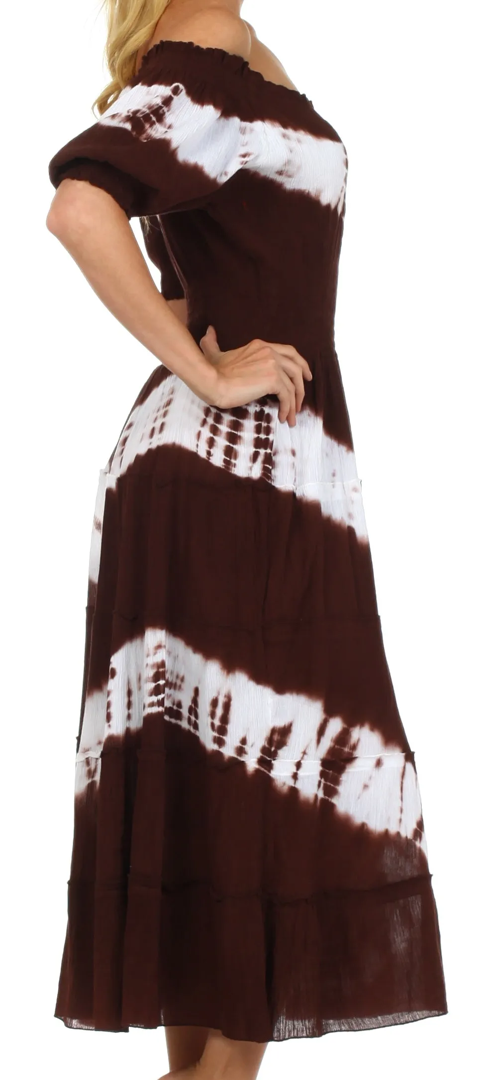 Sakkas Tie Dye Peasant Gypsy Boho Dress