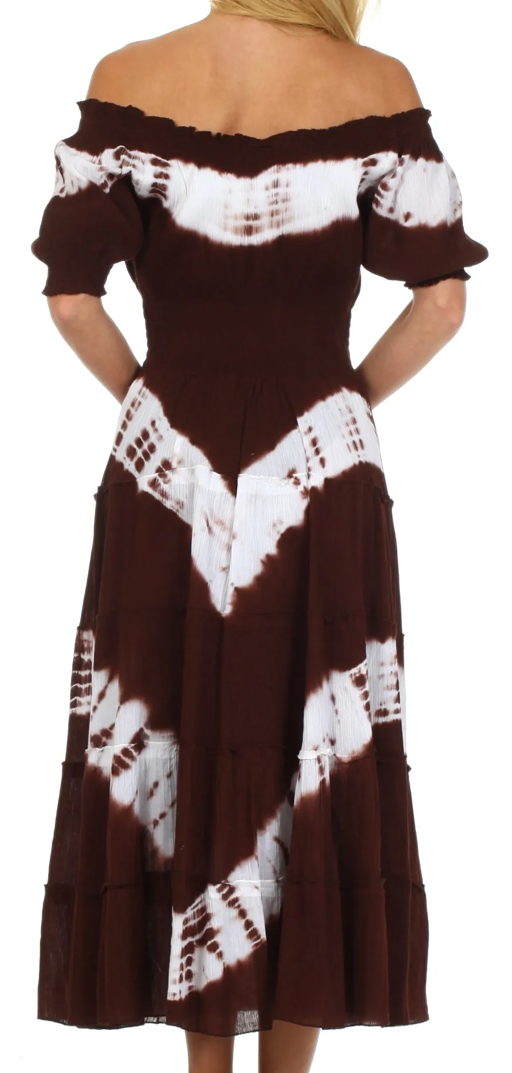 Sakkas Tie Dye Peasant Gypsy Boho Dress