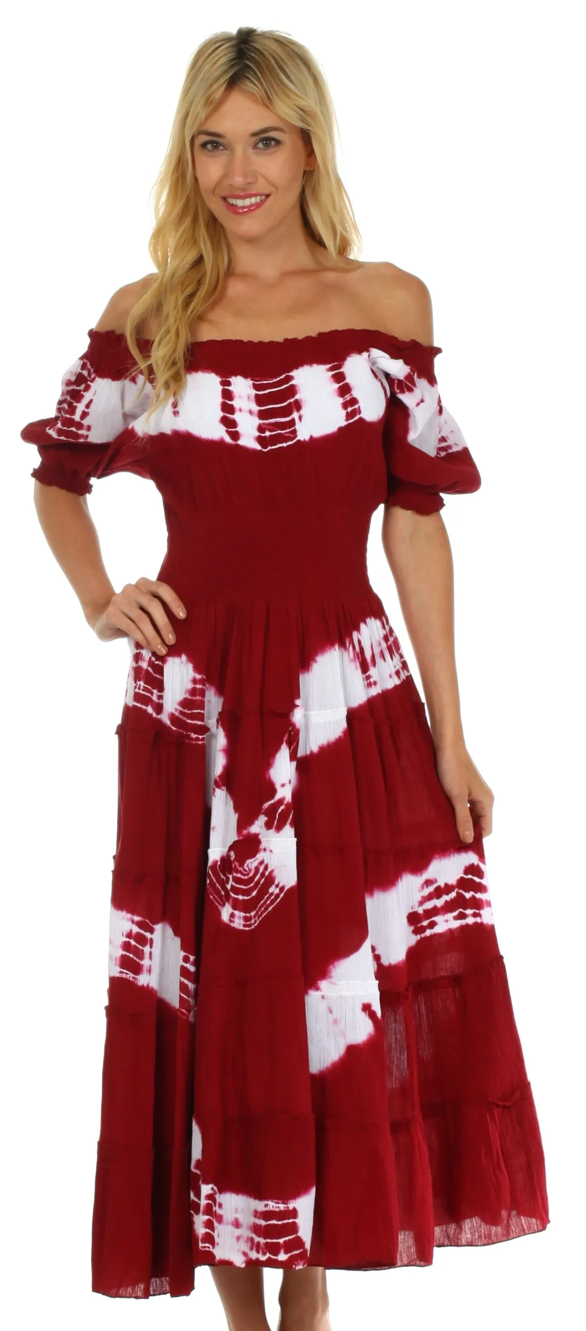 Sakkas Tie Dye Peasant Gypsy Boho Dress