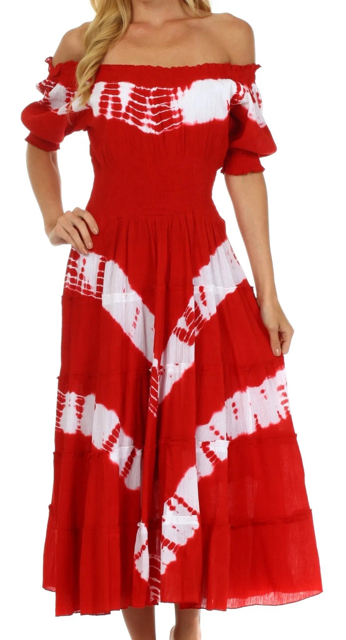 Sakkas Tie Dye Peasant Gypsy Boho Dress