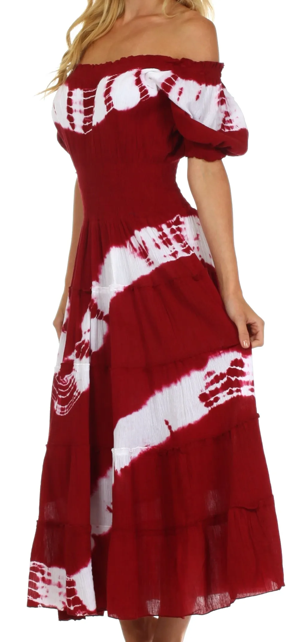 Sakkas Tie Dye Peasant Gypsy Boho Dress