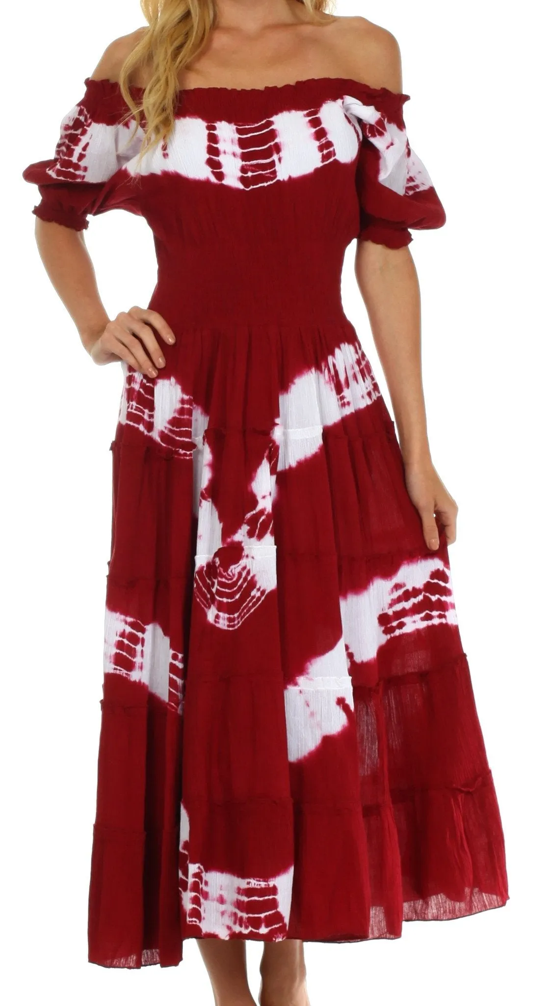 Sakkas Tie Dye Peasant Gypsy Boho Dress