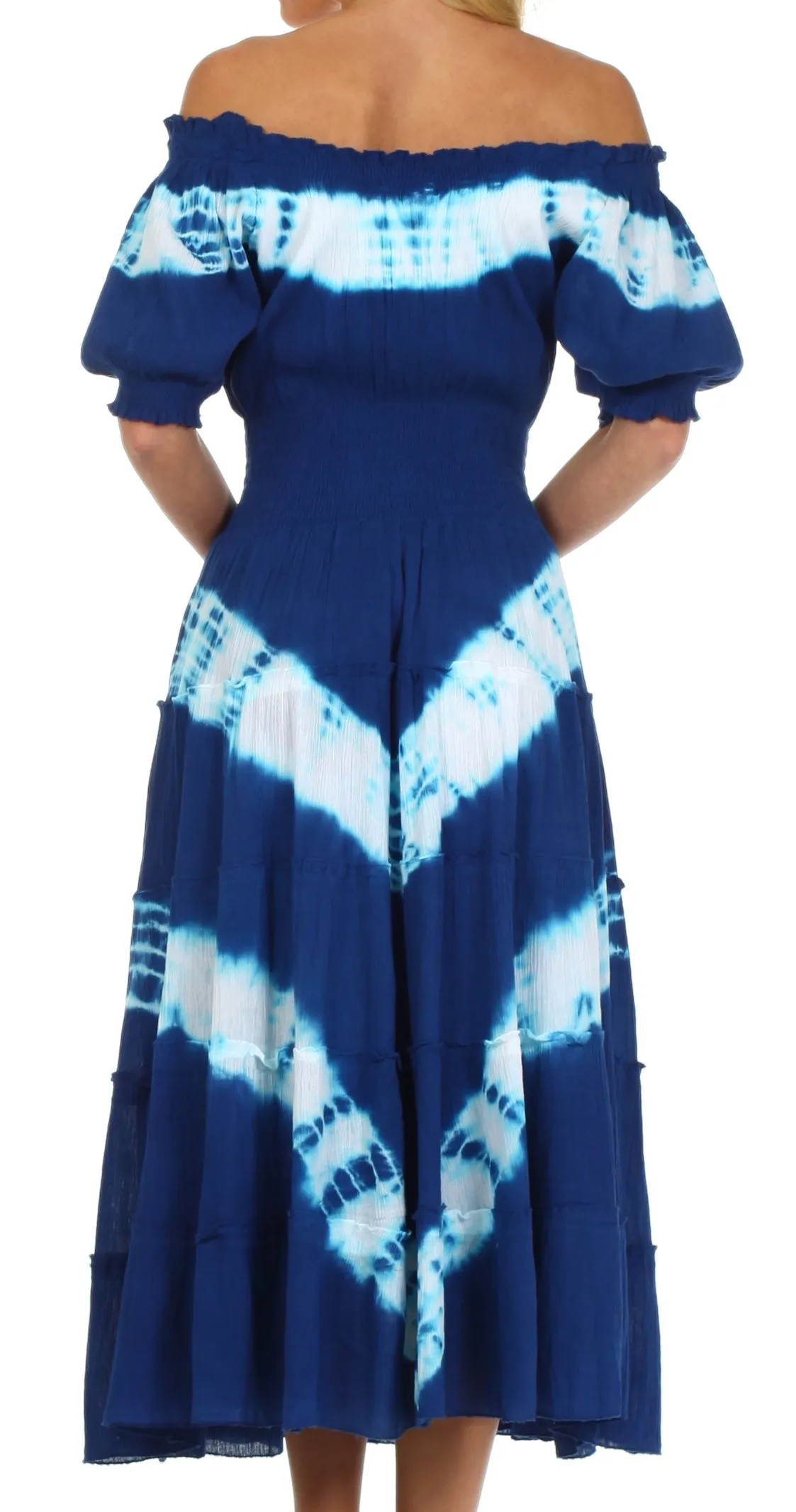 Sakkas Tie Dye Peasant Gypsy Boho Dress