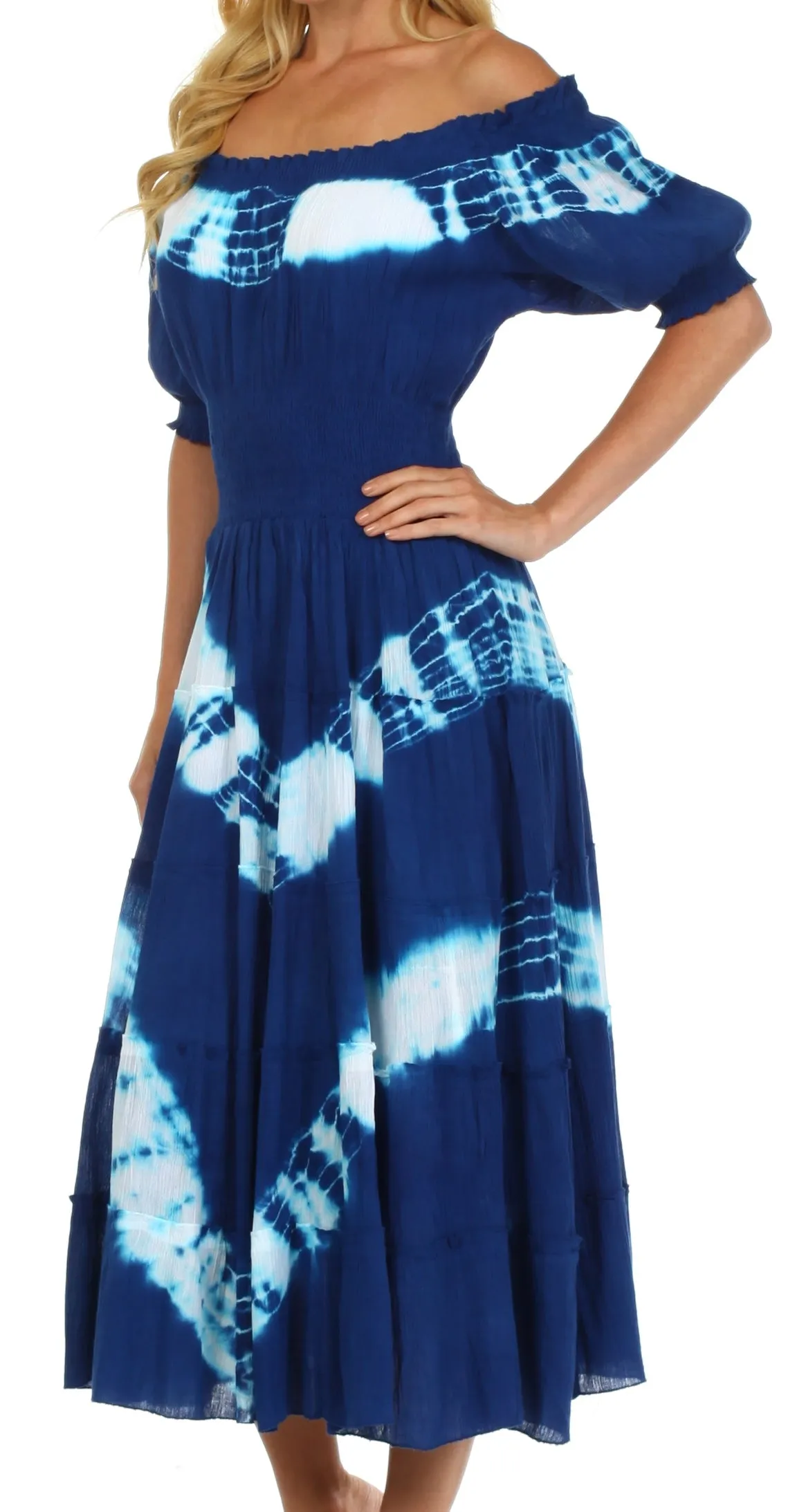 Sakkas Tie Dye Peasant Gypsy Boho Dress