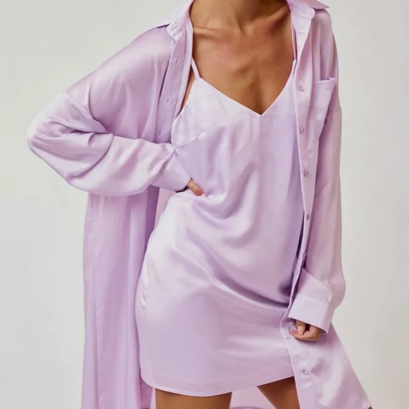 Satin Shirt Dress