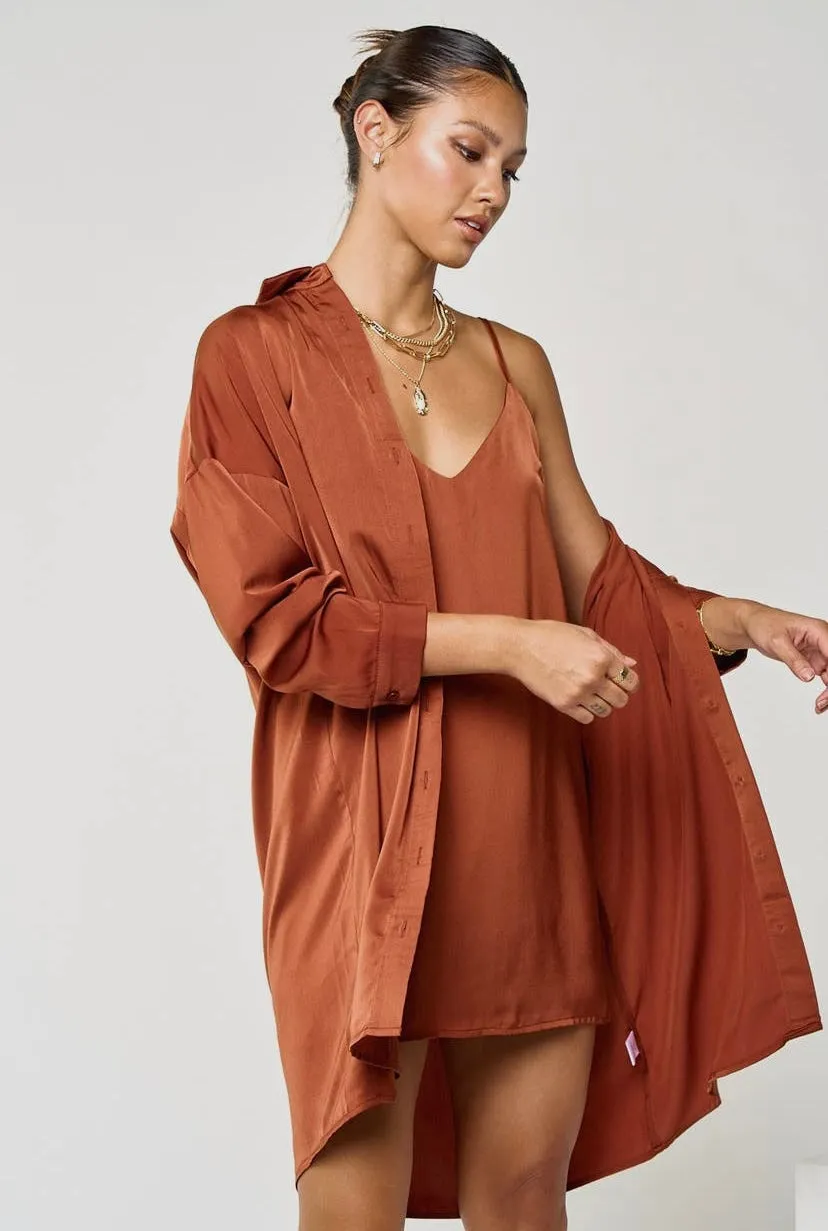 Satin Shirt Dress