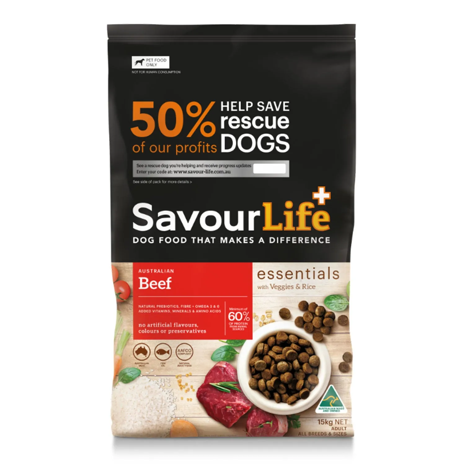 SavourLife Essentials Beef with Veggies & Rice Adult Dry Dog Food