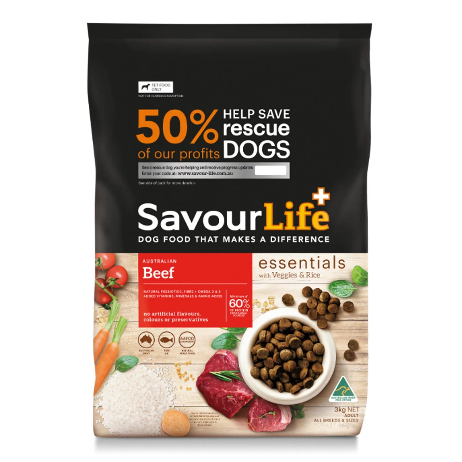 SavourLife Essentials Beef with Veggies & Rice Adult Dry Dog Food