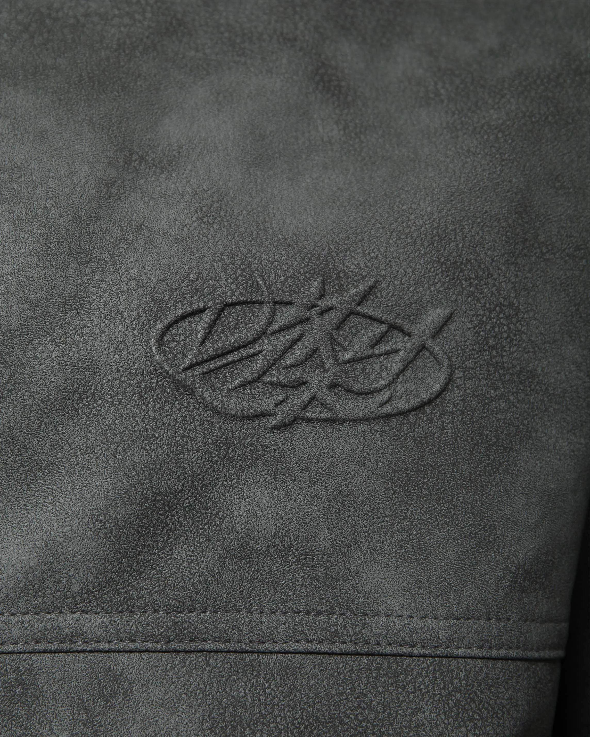 SCRIPT LOGO LEATHER JACKET GREY