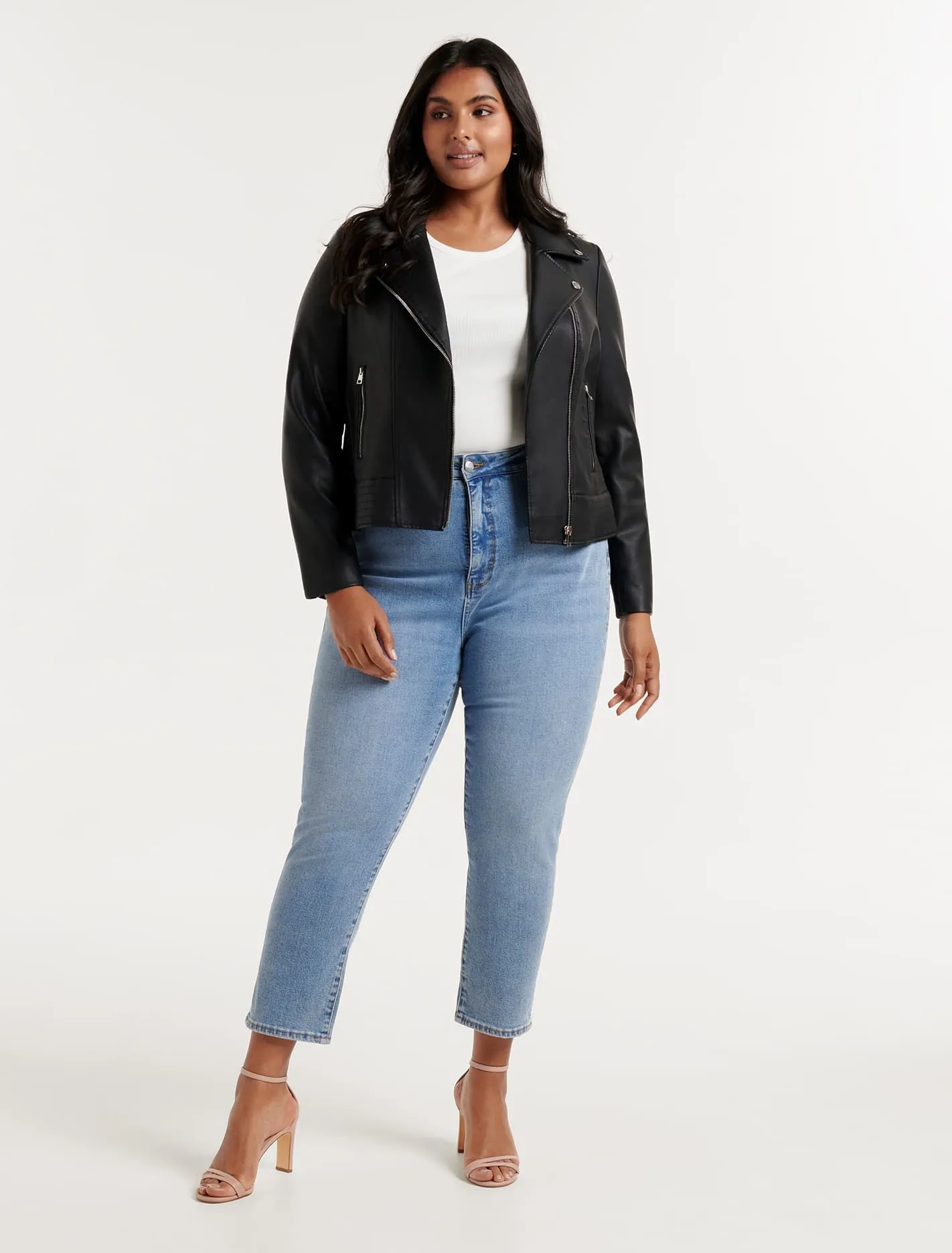 Skye Curve PU Biker Jacket